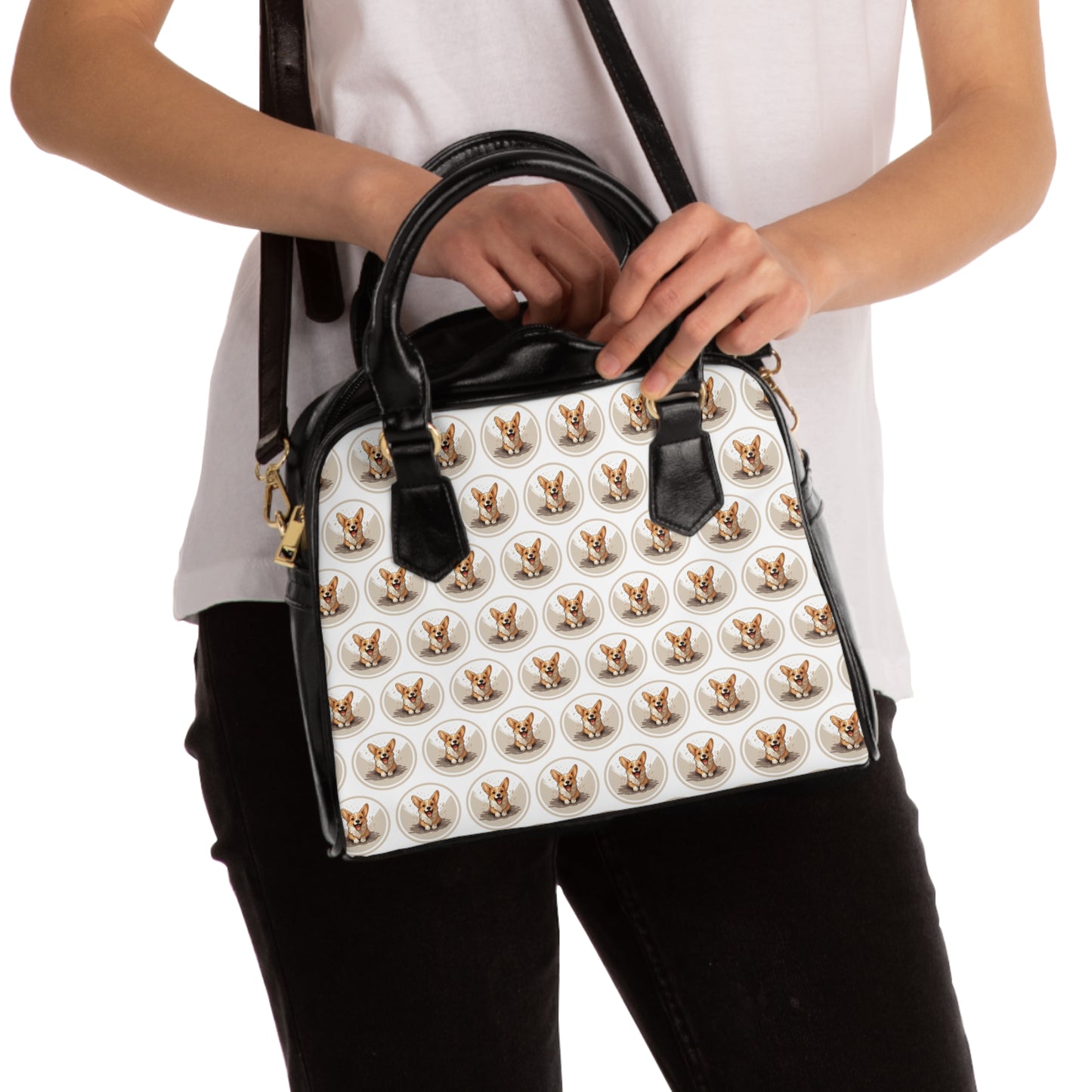 Corgi Cuteness Mosaic - Handbag w/Removable Shoulder Strap