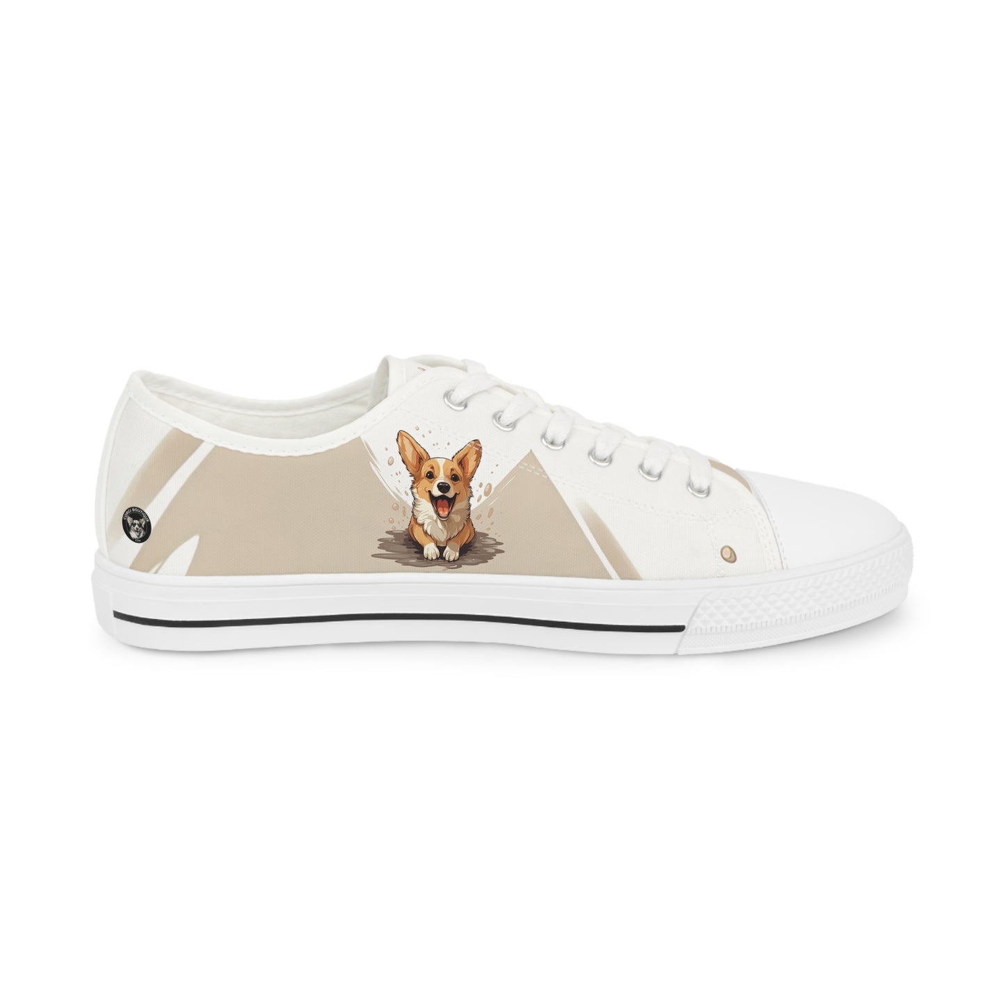 Corgi Cuteness Anime Portrait Men's Low Top Casual Beige Canvas Sneakers