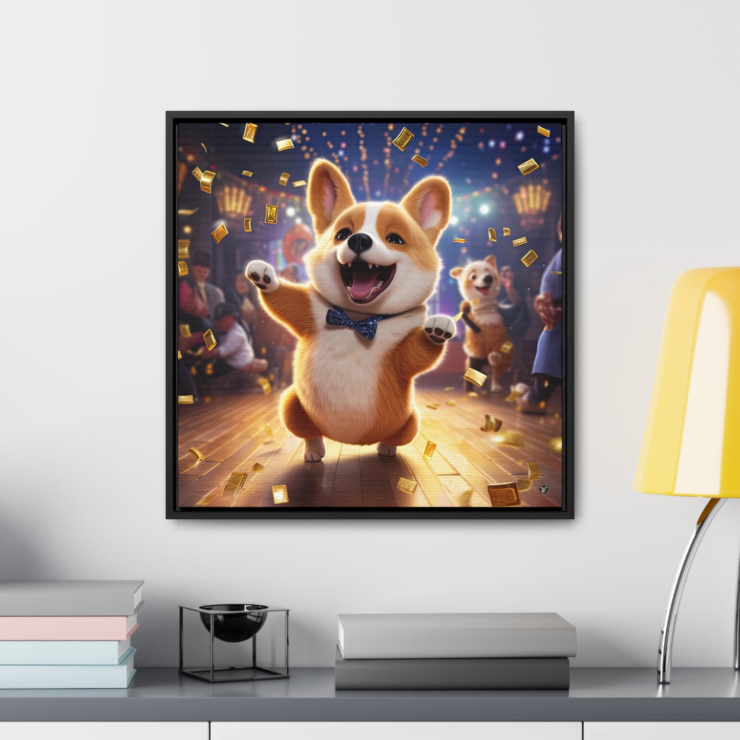 Boogaloo Corgi - Framed on Canvas