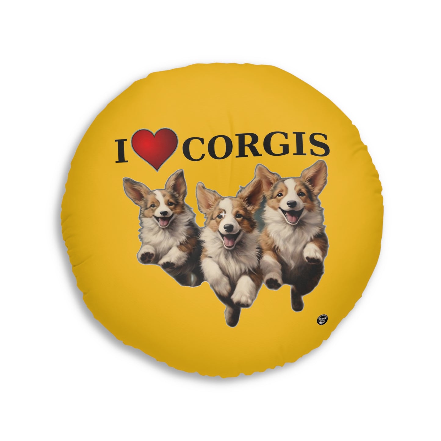 I Heart Corgis in Yellow - Floor Pillow