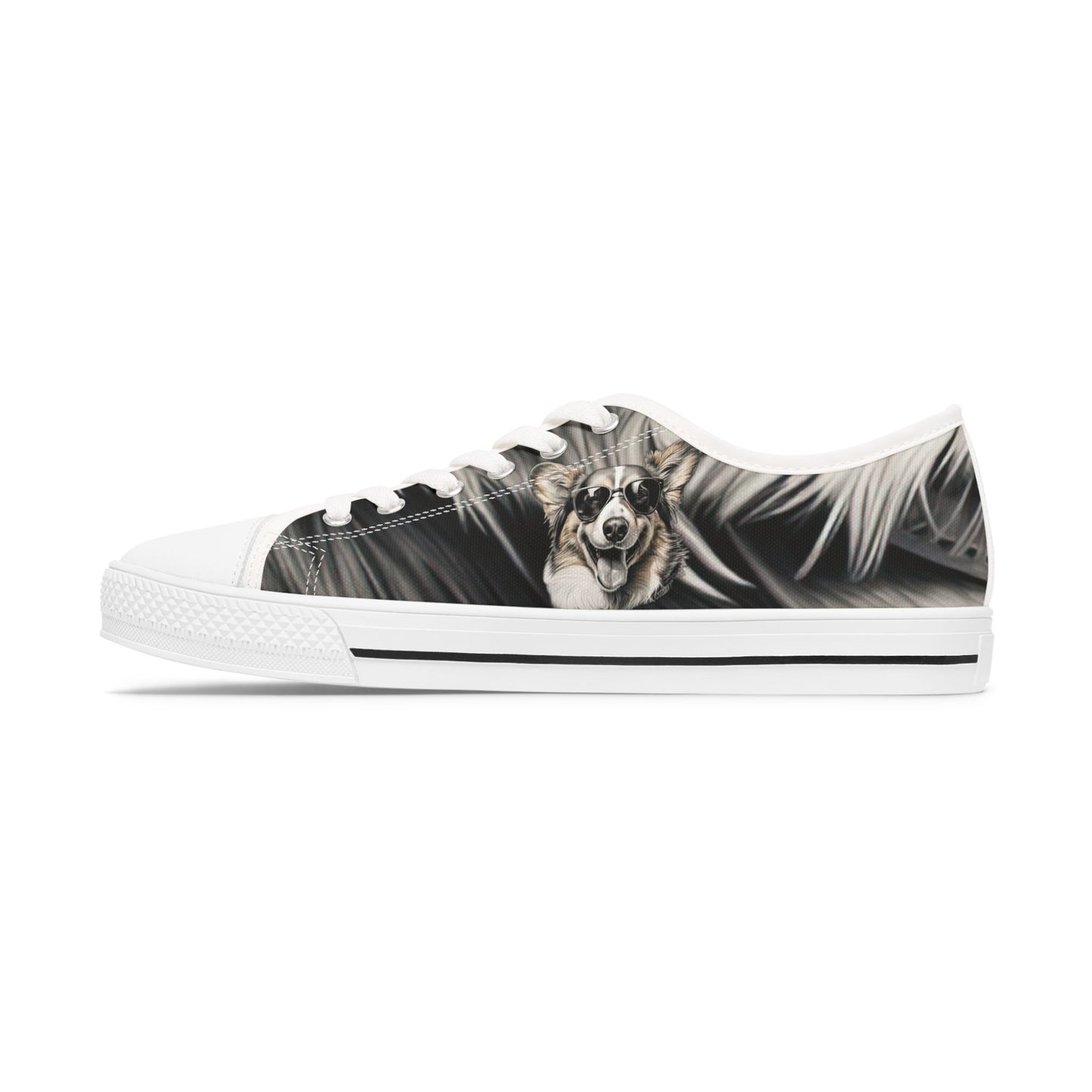 Corgi Cool Portrait in Shades Women's Low Top Casual Canvas Sneakers