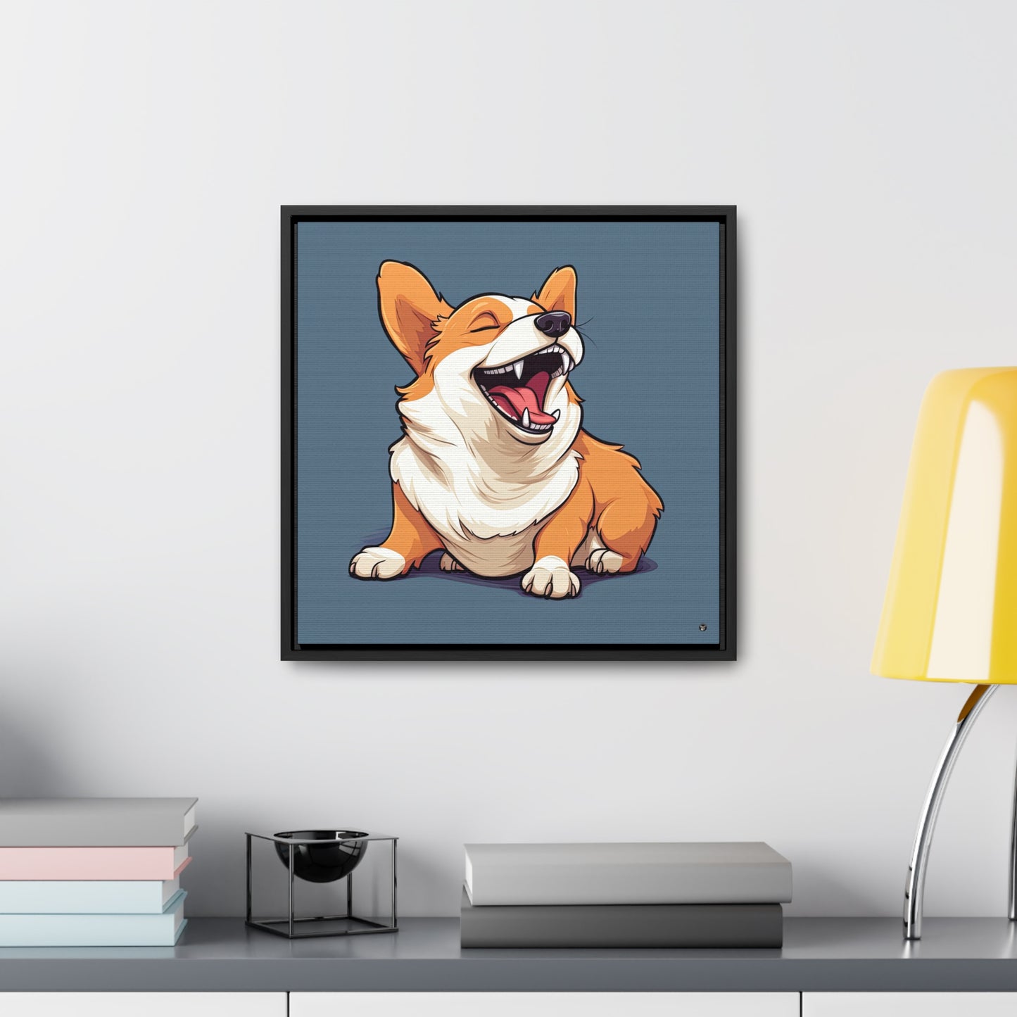 Comical Corgi - Framed on Canvas