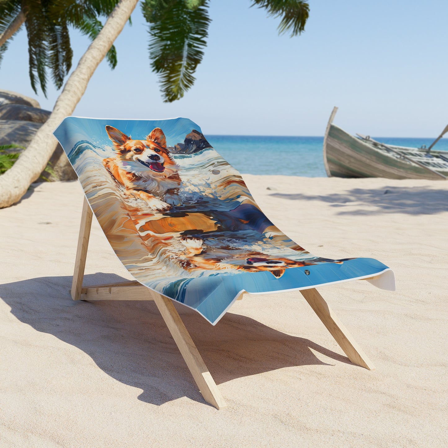 Coastal Corgi - Beach Towel