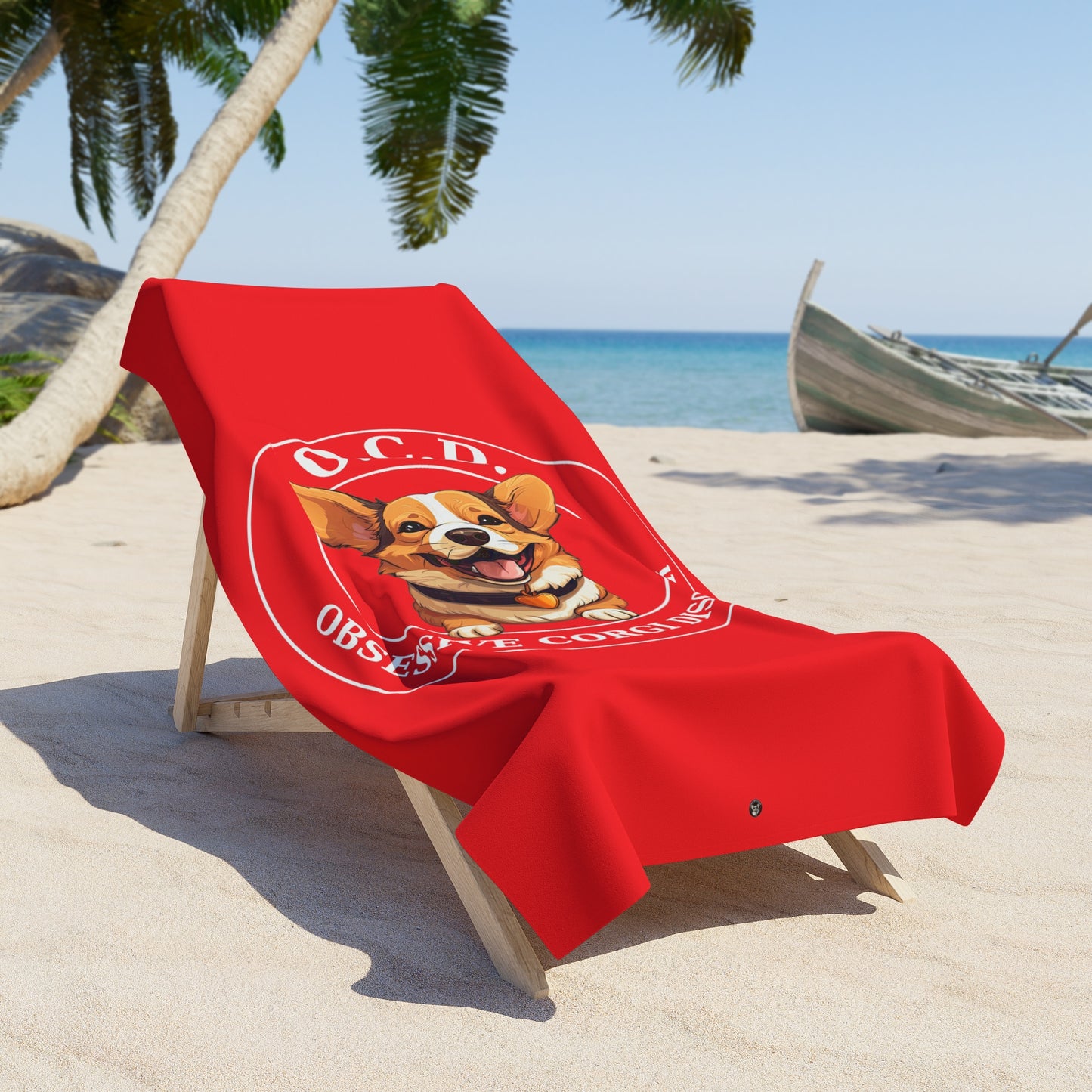 O.C.D. Obsessive Corgi Disorder - Beach Towel