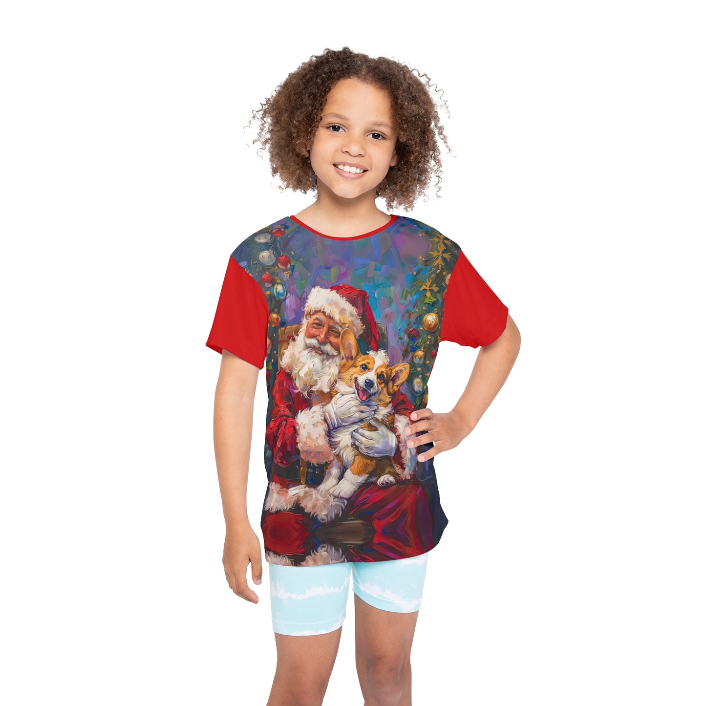 Christmas Corgi Kid's Sports Tee