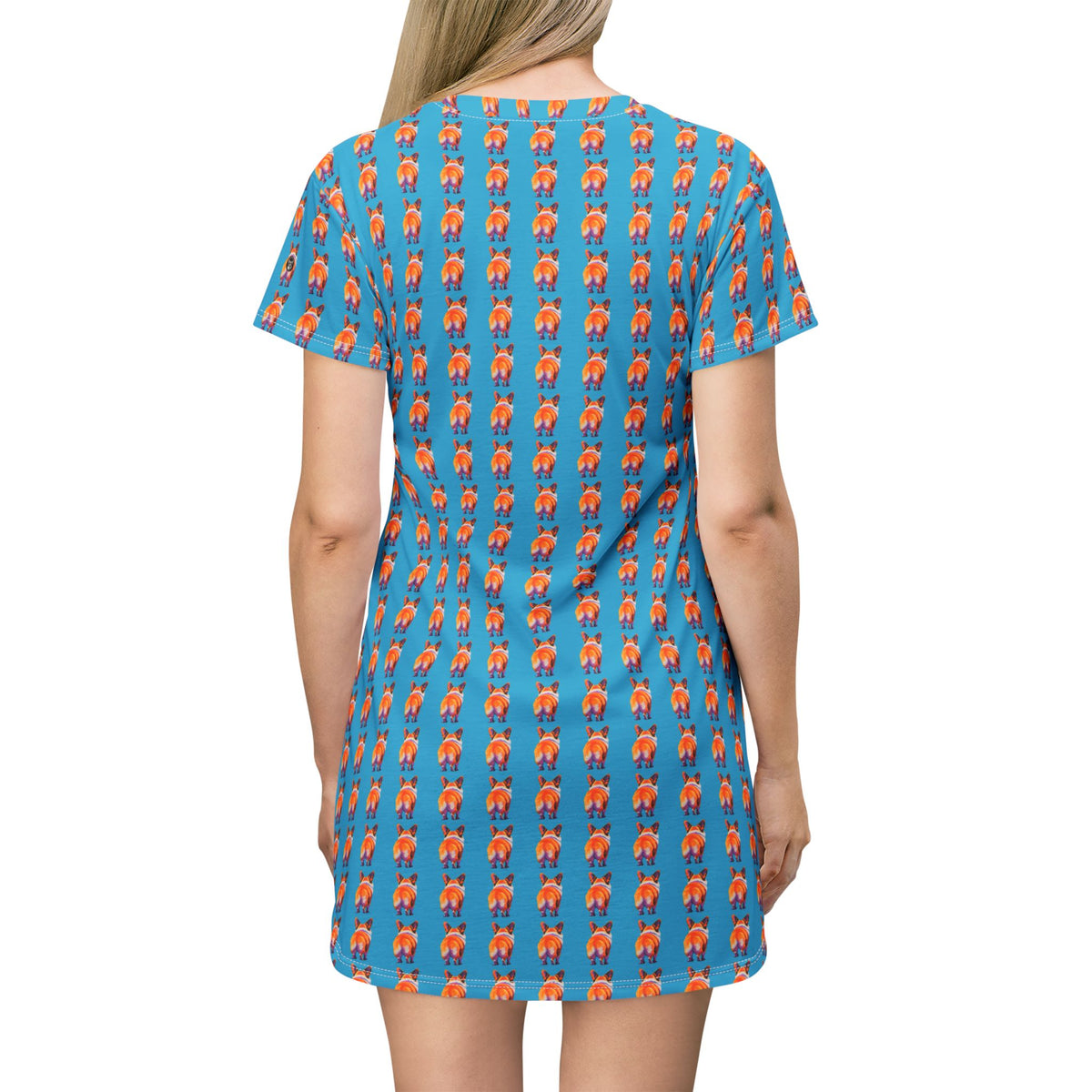 Corgi Butt Stripes Bold & Beautiful Blue T-Dress