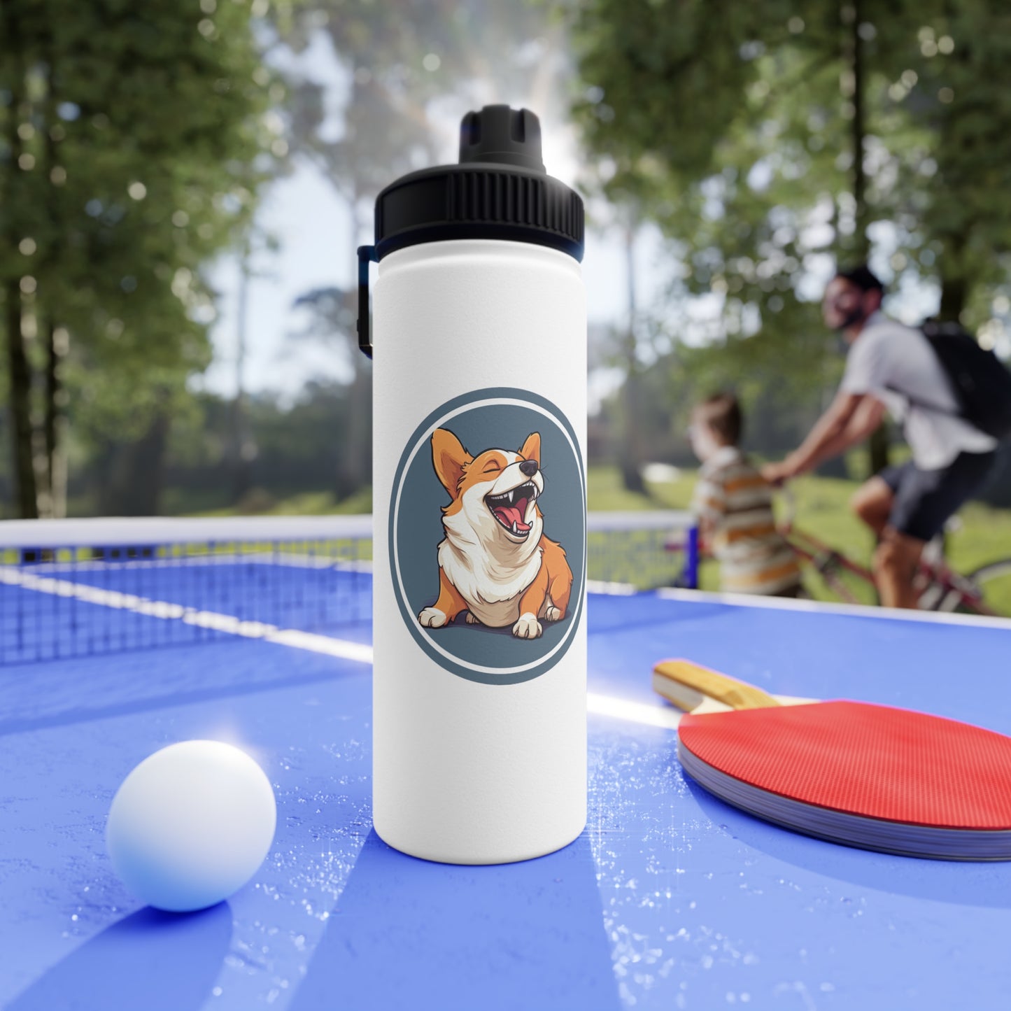 Comical Corgi - Water Bottle with Sport Lid