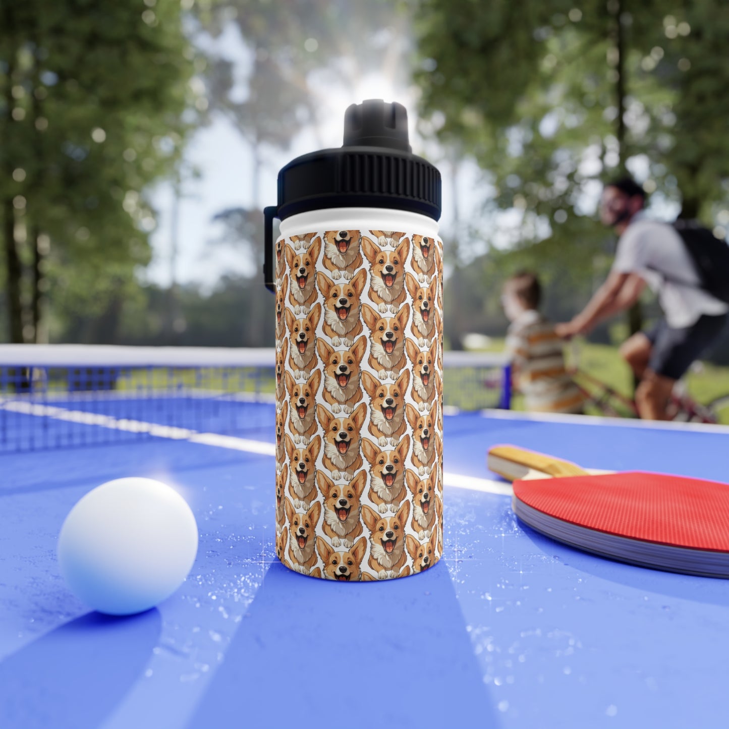 Corgi Cuteness Mosaic - Water Bottle with Sport Lid