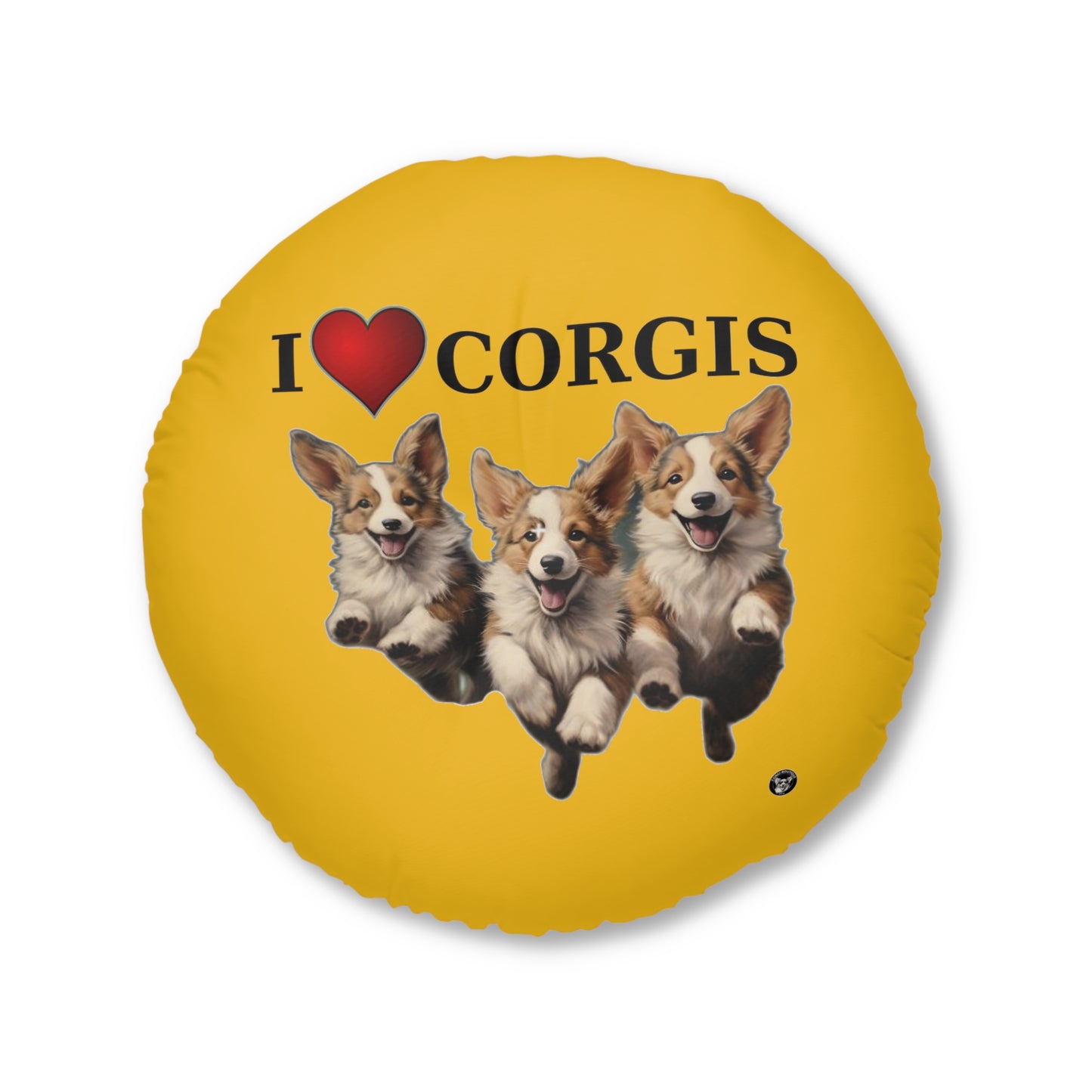I Heart Corgis in Yellow - Floor Pillow