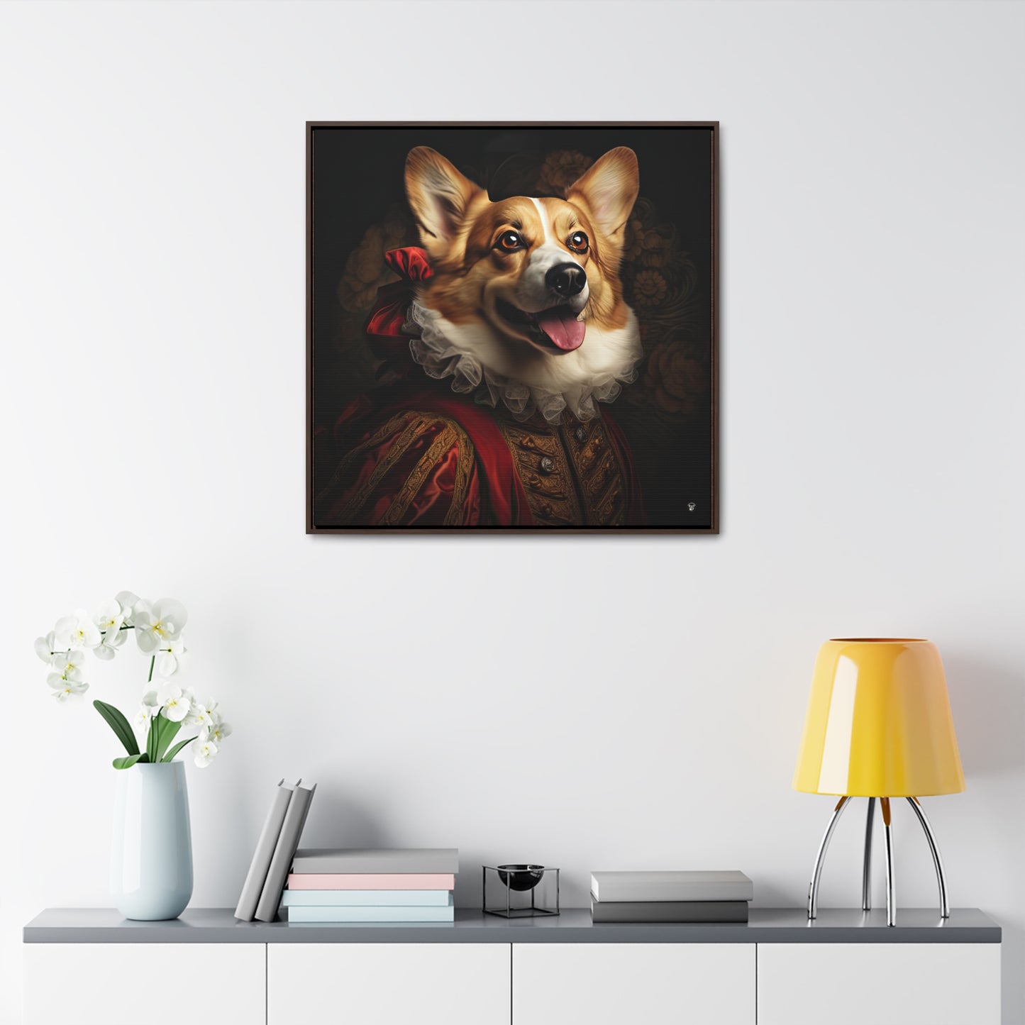 Renaissance Corgi - Framed on Canvas