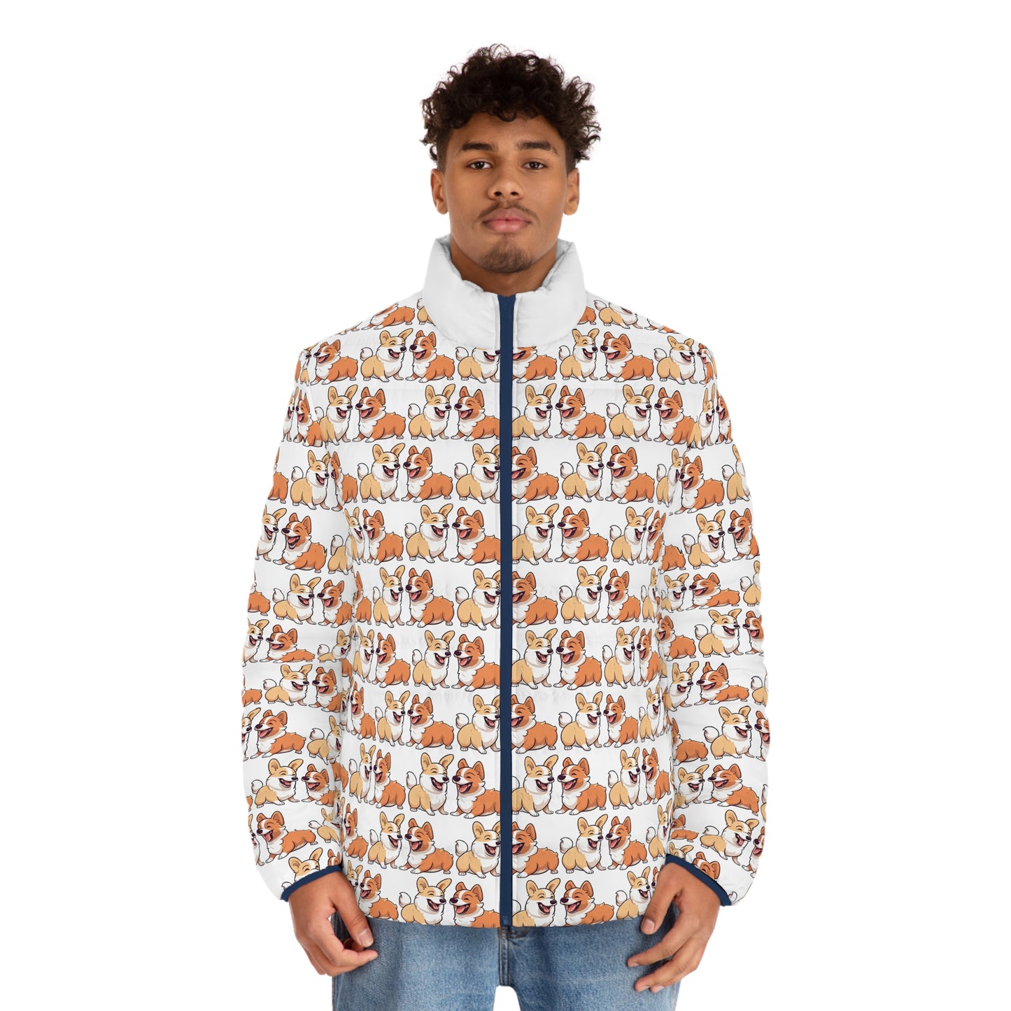 Corgi Couple Mosaic - Puffer Jacket