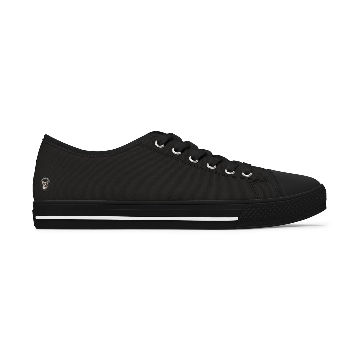 Little Light Knight Corgi Warrior in Training Women's Low Top Black Canvas Sneakers