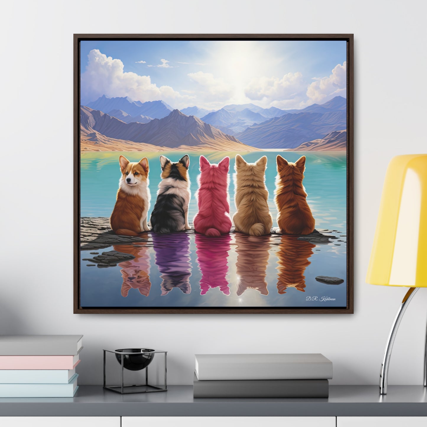 Corgi Lake - Framed on Canvas
