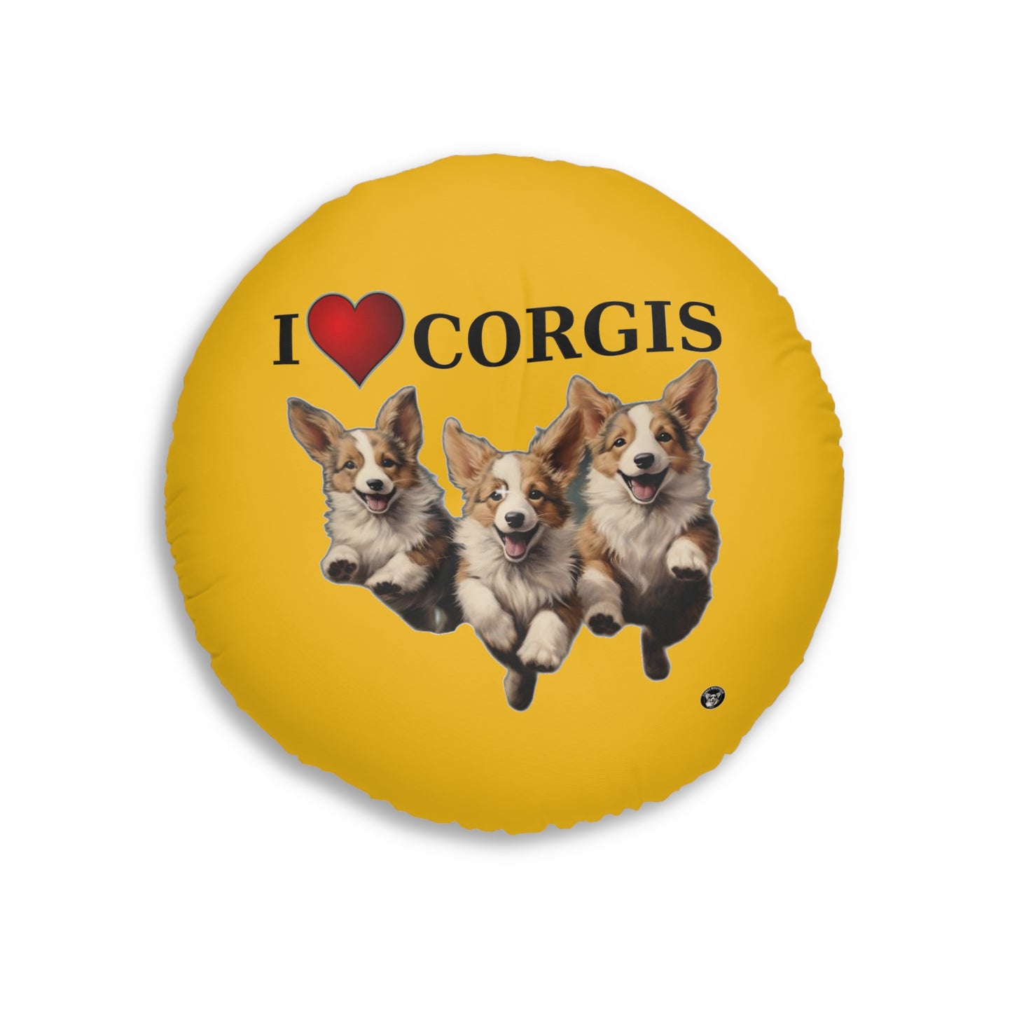 I Heart Corgis in Yellow - Floor Pillow