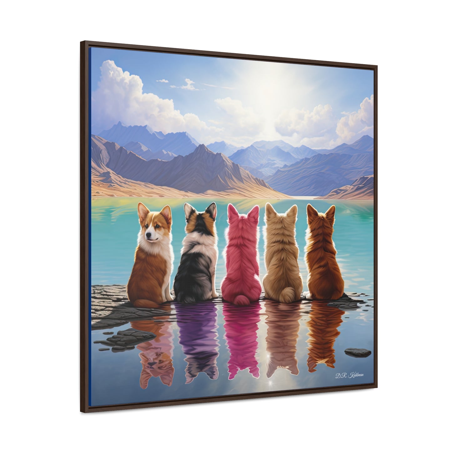 Corgi Lake - Framed on Canvas