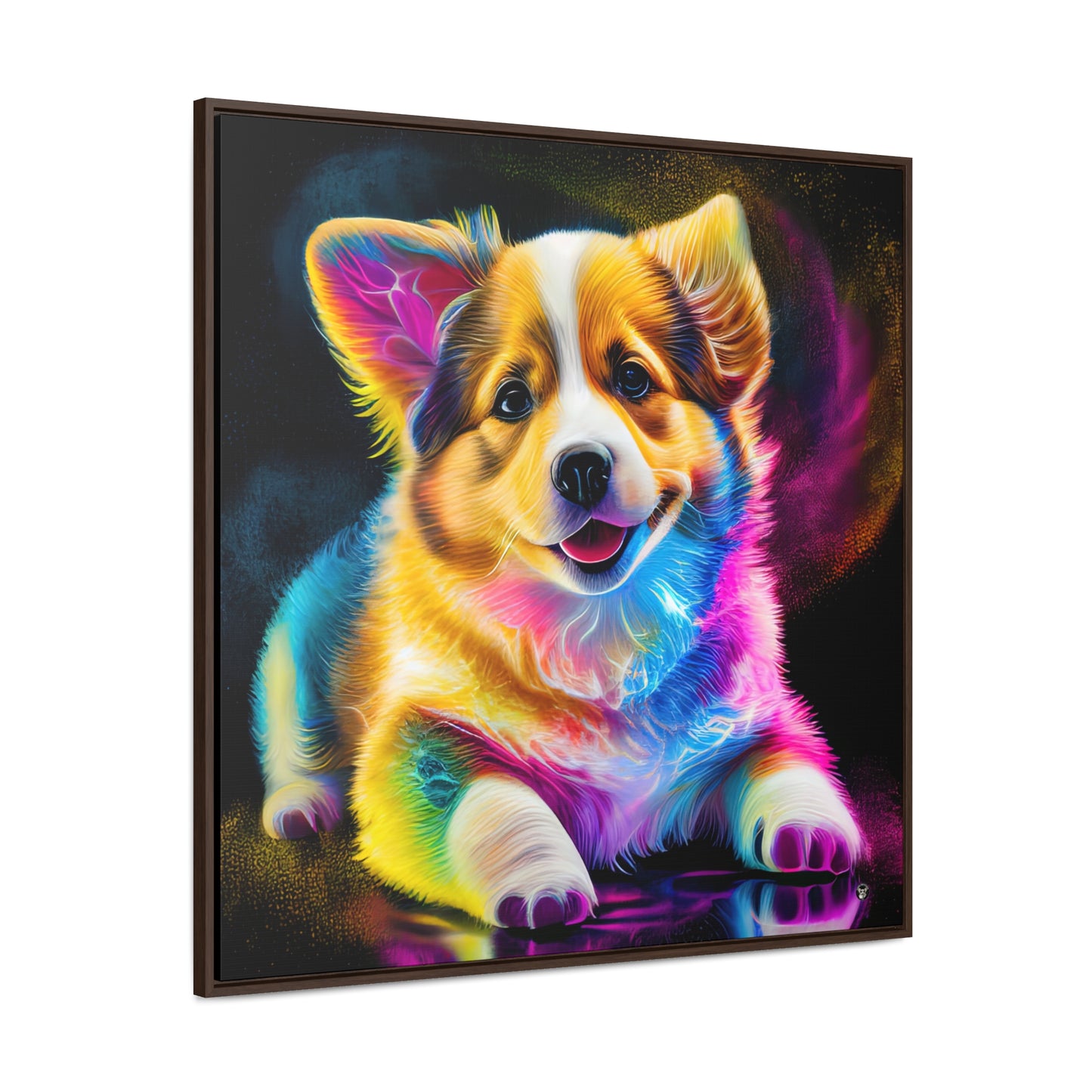 Colorful Corgi - Framed on Canvas