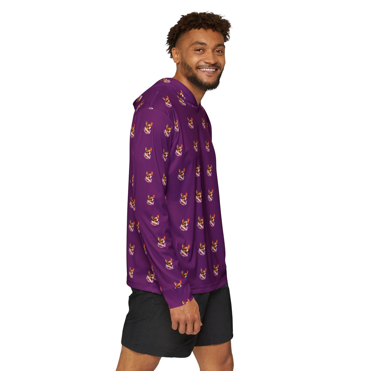 Motley Corgi Repeater Pattern Plum Light Hoodie