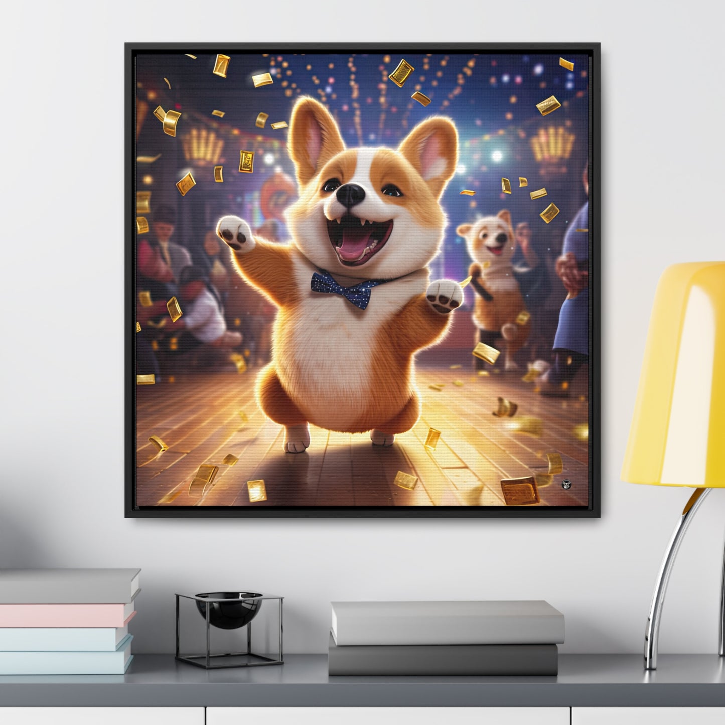 Boogaloo Corgi - Framed on Canvas