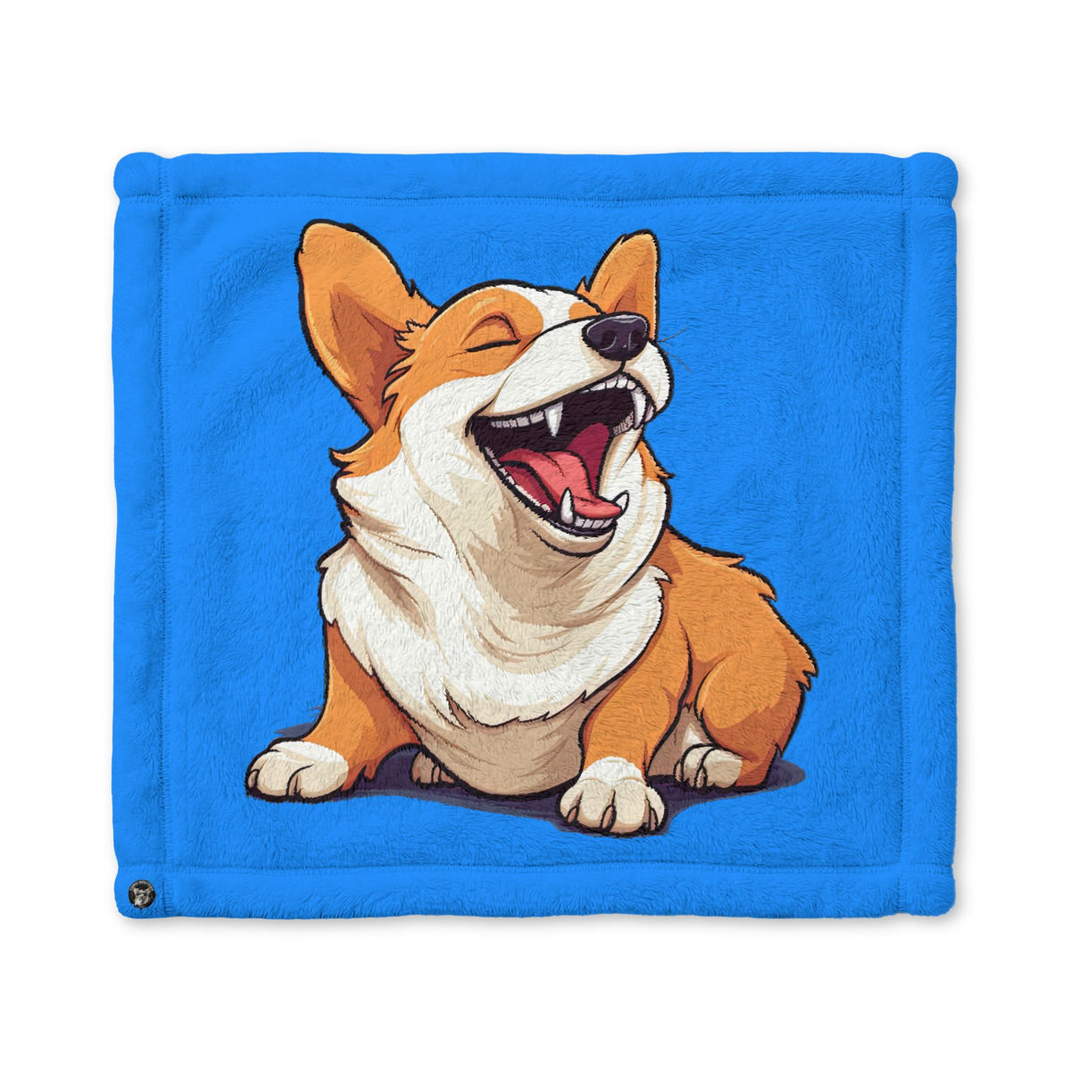 Comical Corgi All Smiles Blue Cuddle Blanket