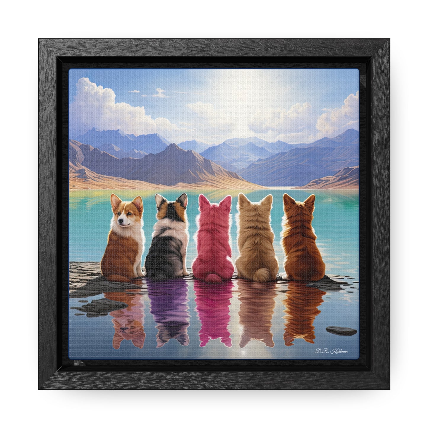 Corgi Lake - Framed on Canvas