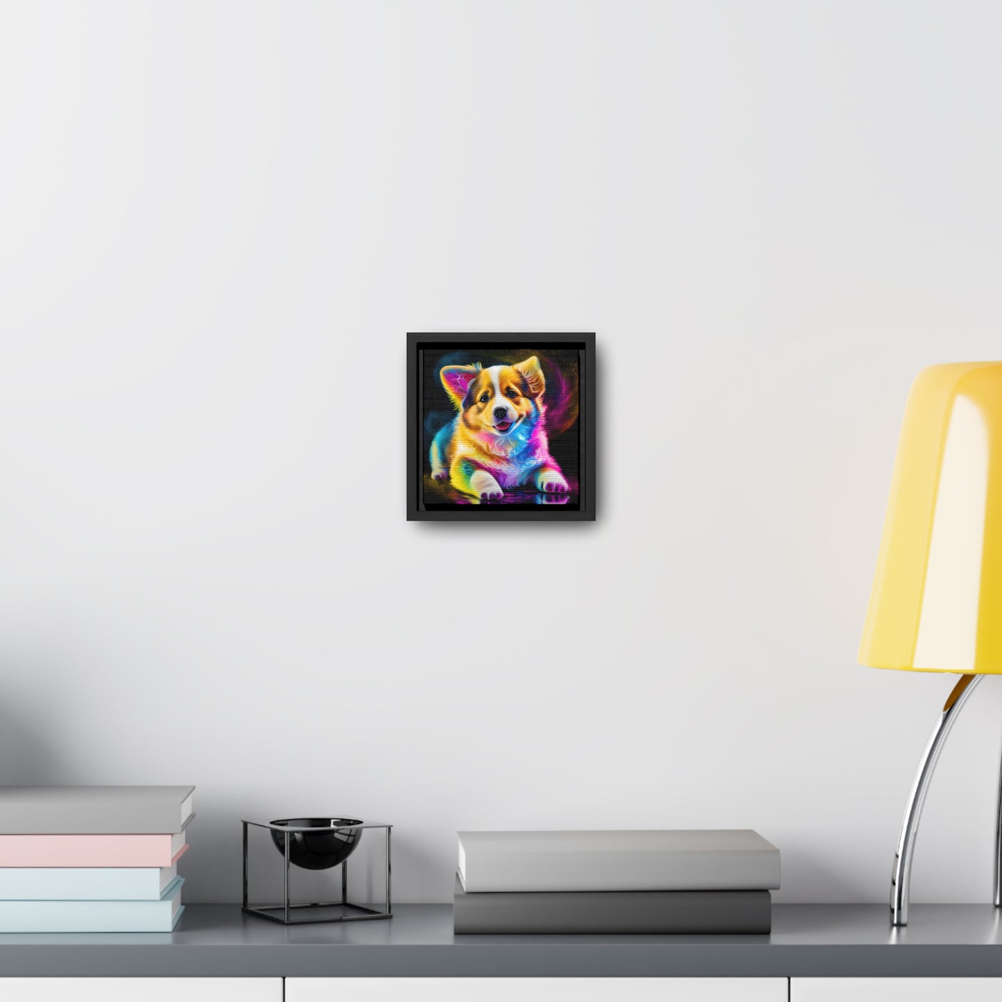 Colorful Corgi - Framed on Canvas