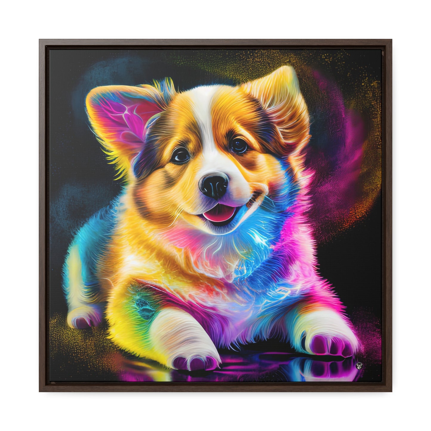 Colorful Corgi - Framed on Canvas