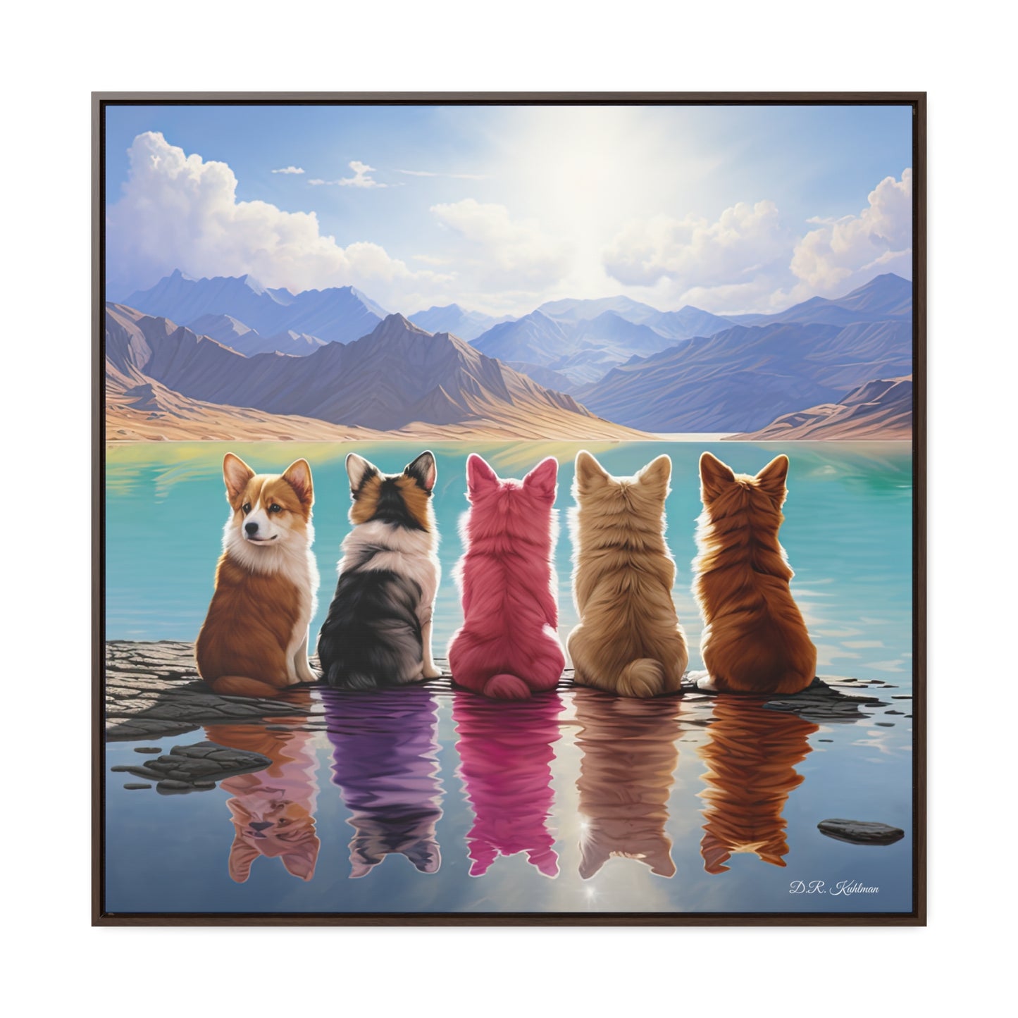 Corgi Lake - Framed on Canvas