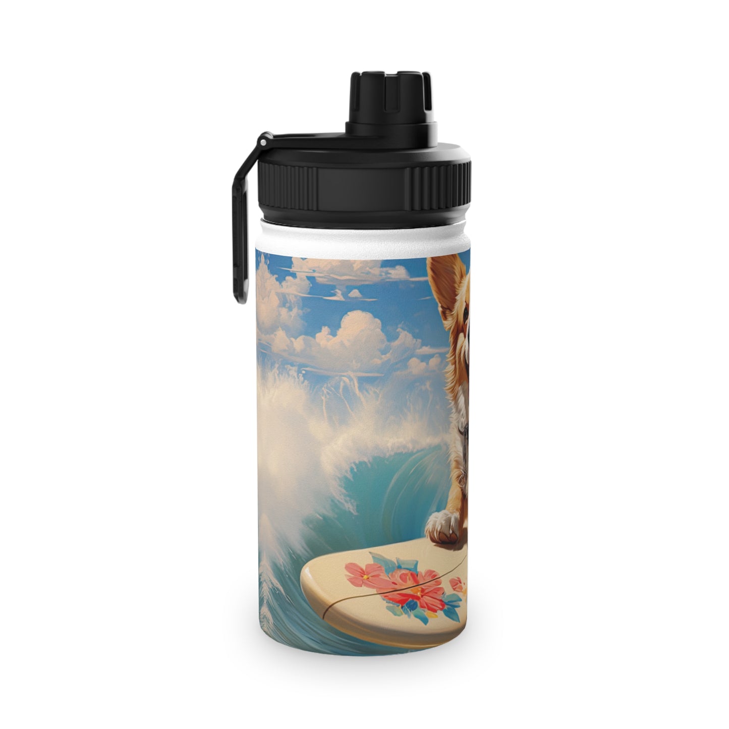 Cowabunga Corgi - Water Bottle with Sport Lid