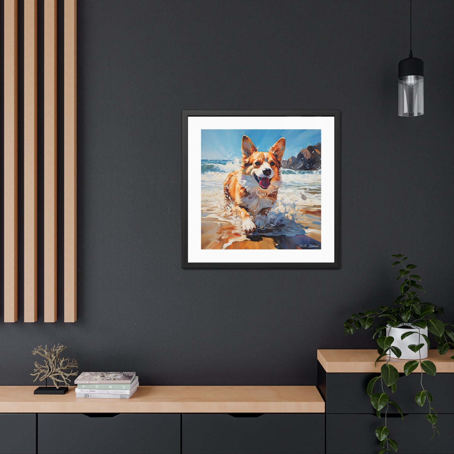 Coastal Corgi - Framed Print