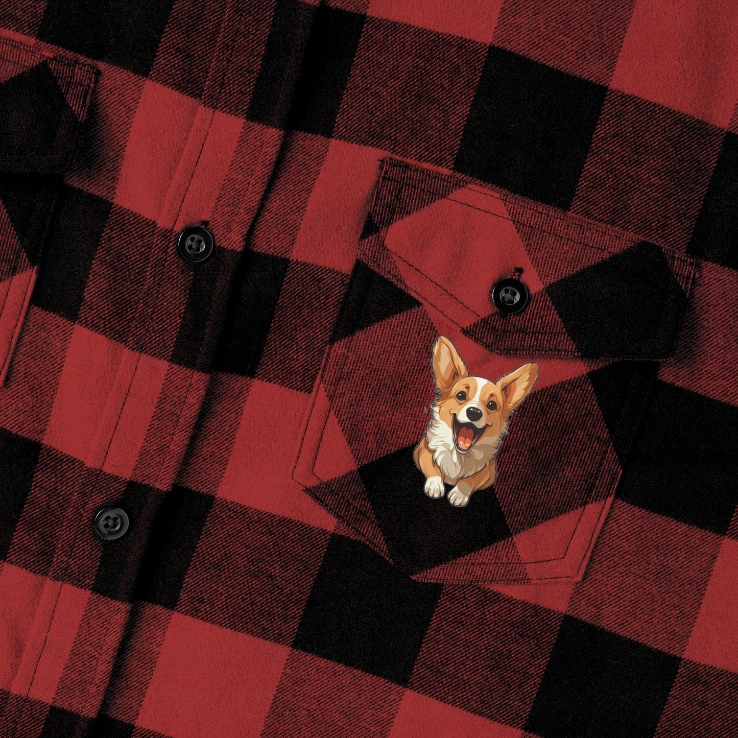 Corgi Cuteness - Flannel Shirt