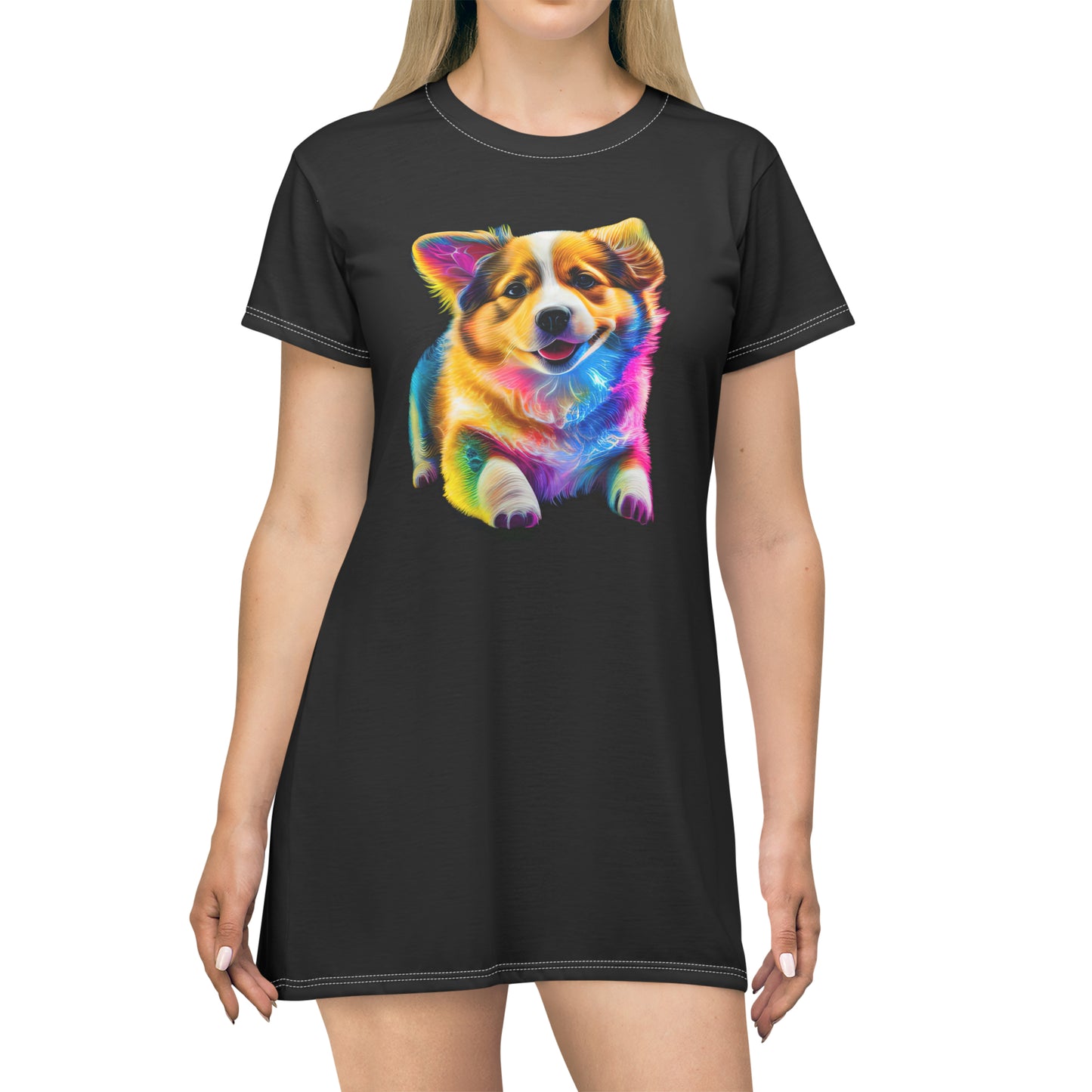Colorful Corgi - T-Shirt Dress