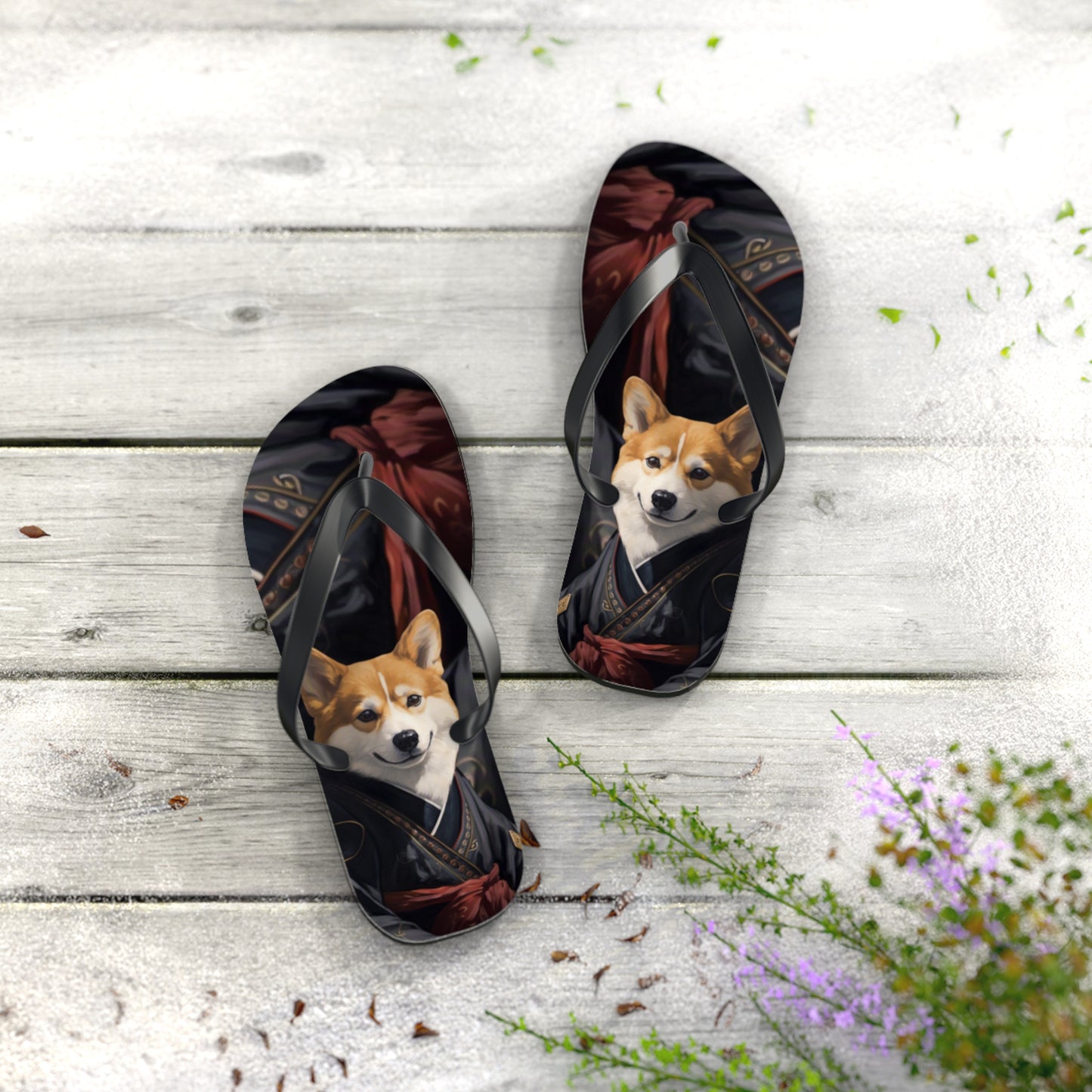 Ninja Corgi Flip-Flops