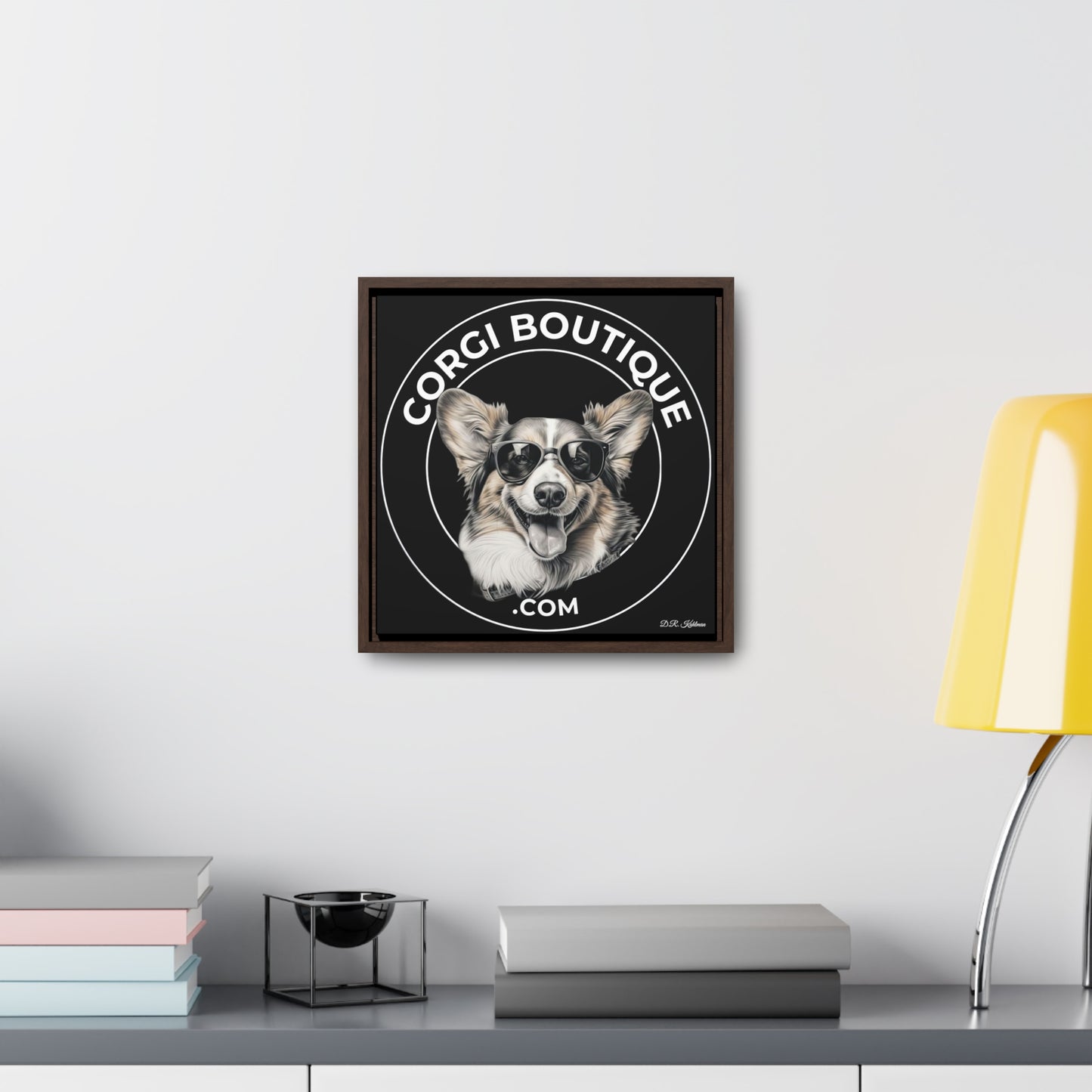 Corgi Boutique - Framed on Canvas