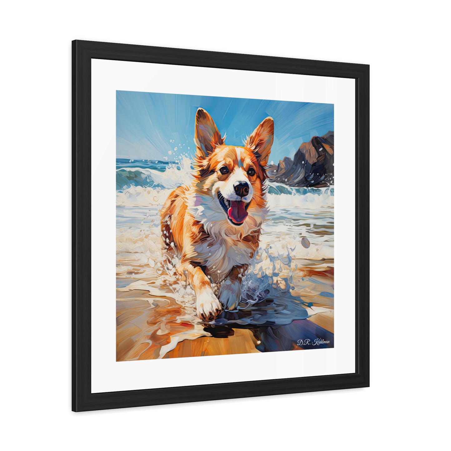 Coastal Corgi - Framed Print