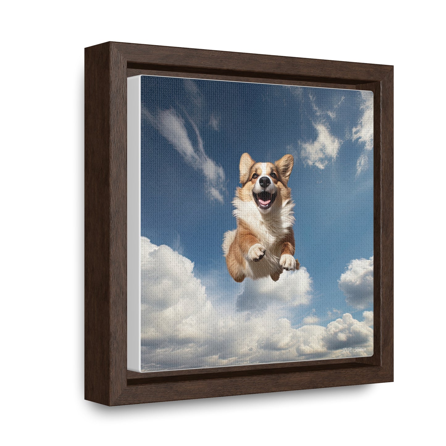 Flying Corgi - Framed on Canvas