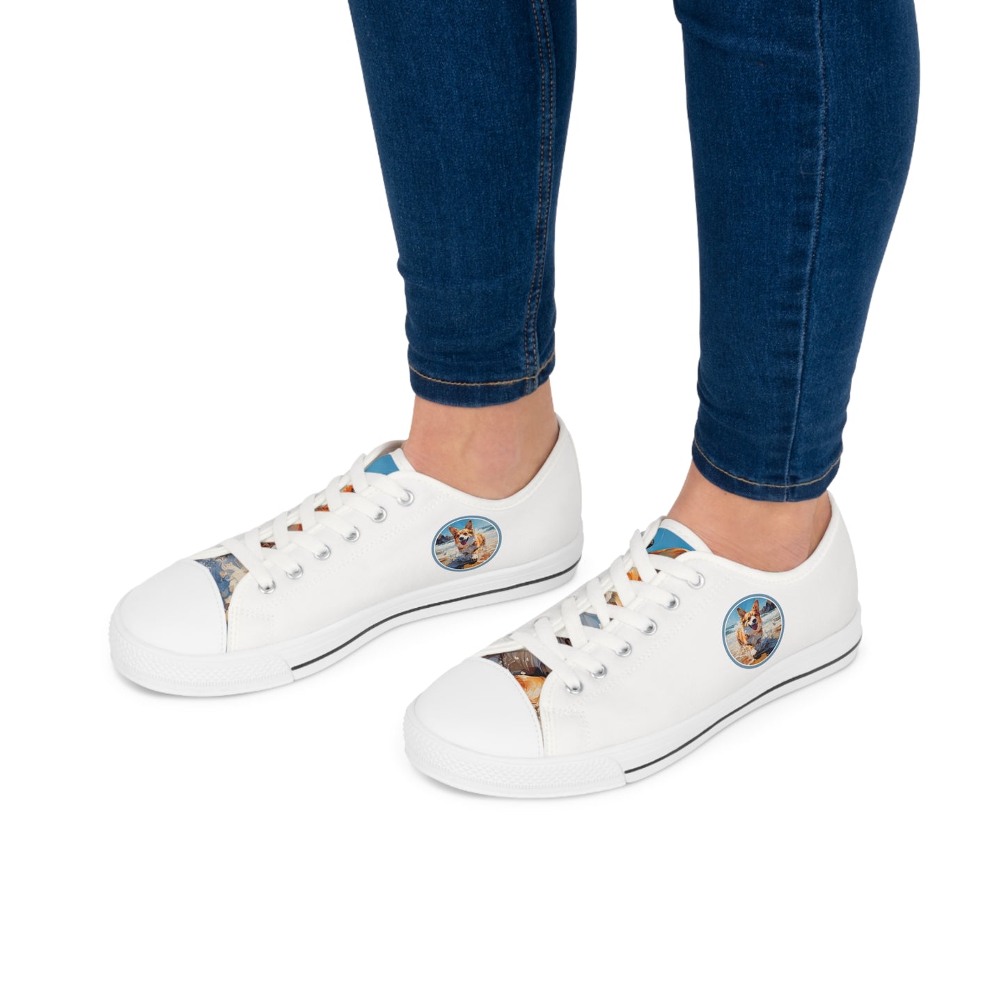 Coastal Corgi - Women's Low Top Sneakers