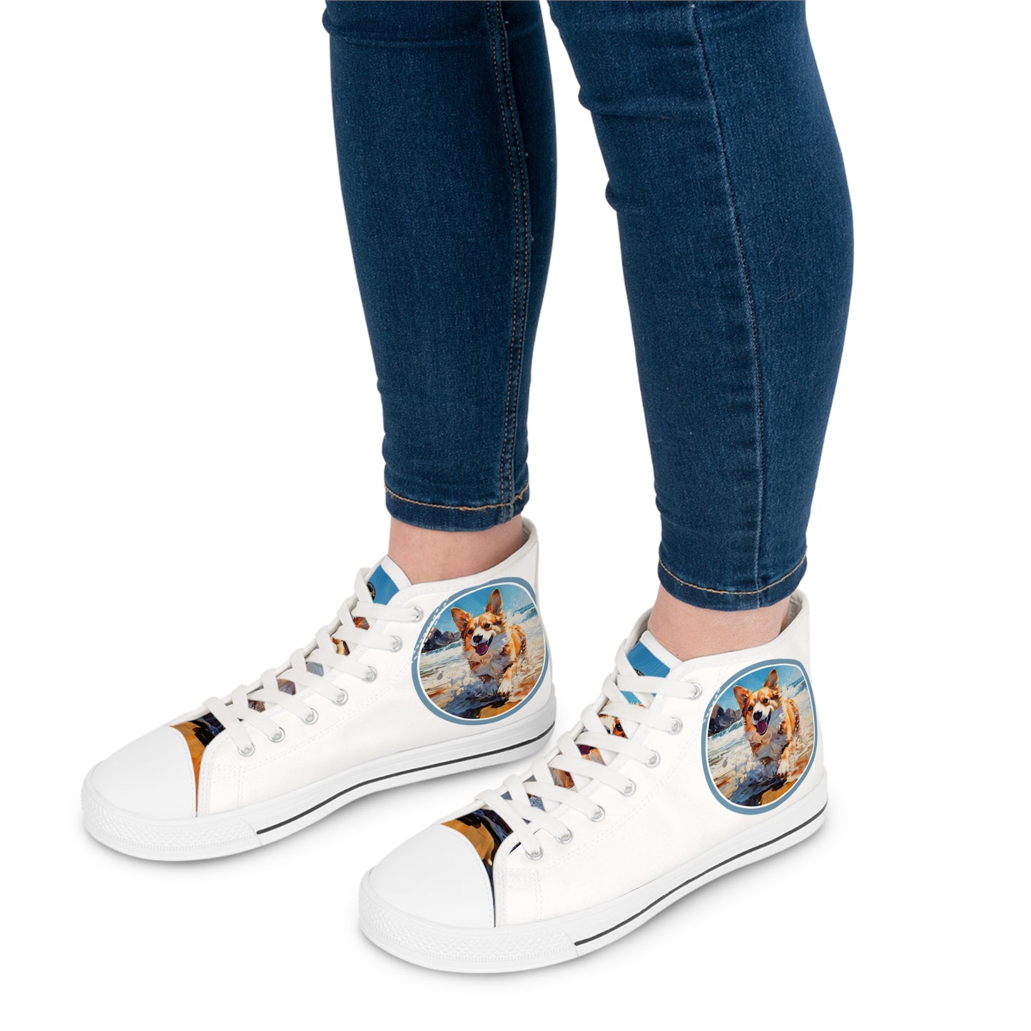 Coastal Corgi - Women's High Top Sneakers