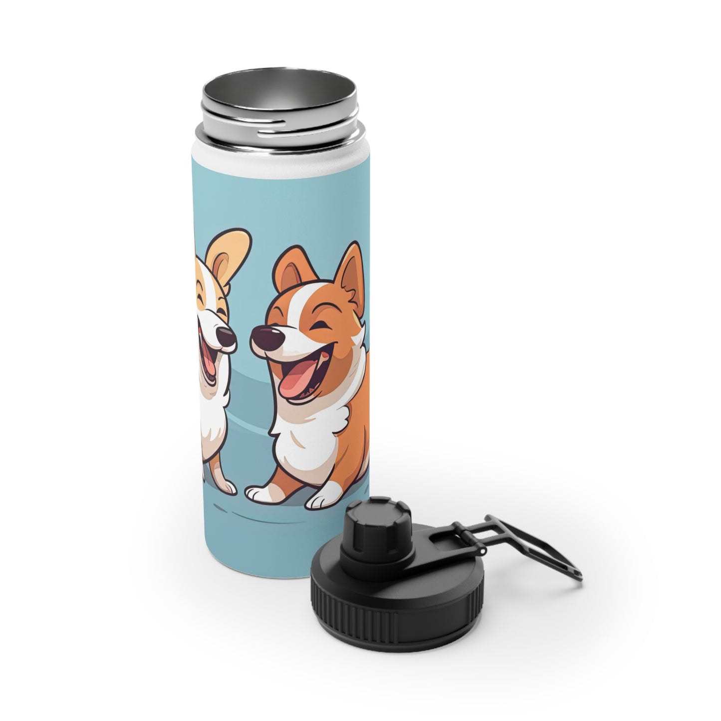 Corgi Couple - Water Bottle with Sport Lid