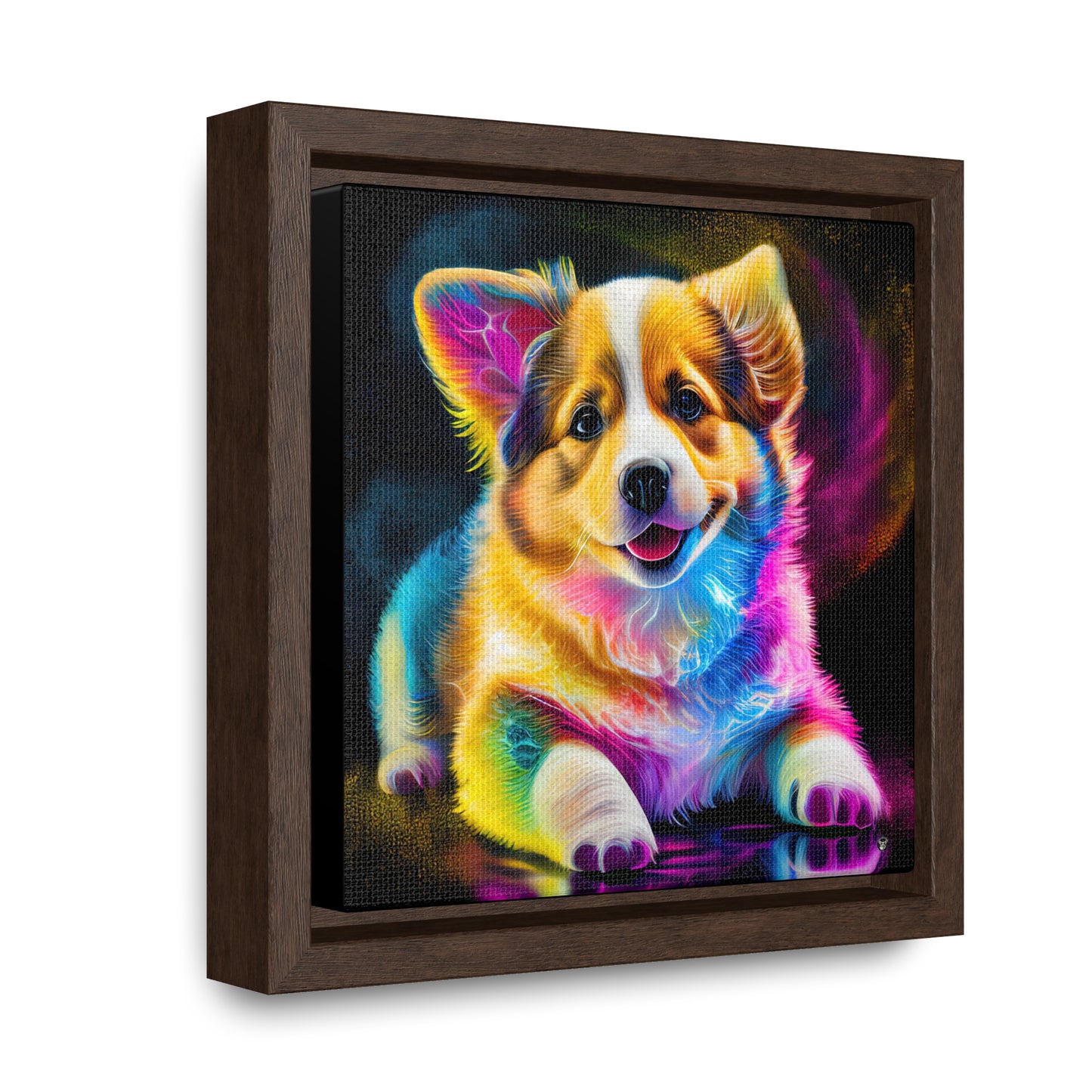 Colorful Corgi - Framed on Canvas