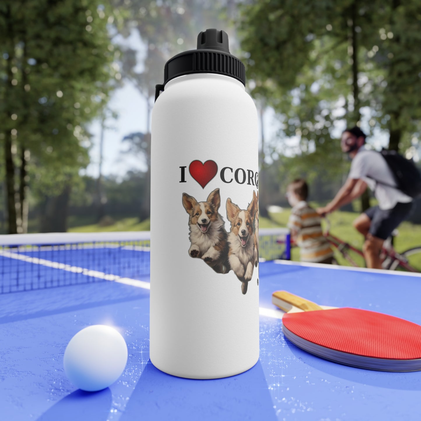 I Heart Corgis - Water Bottle with Sport Lid