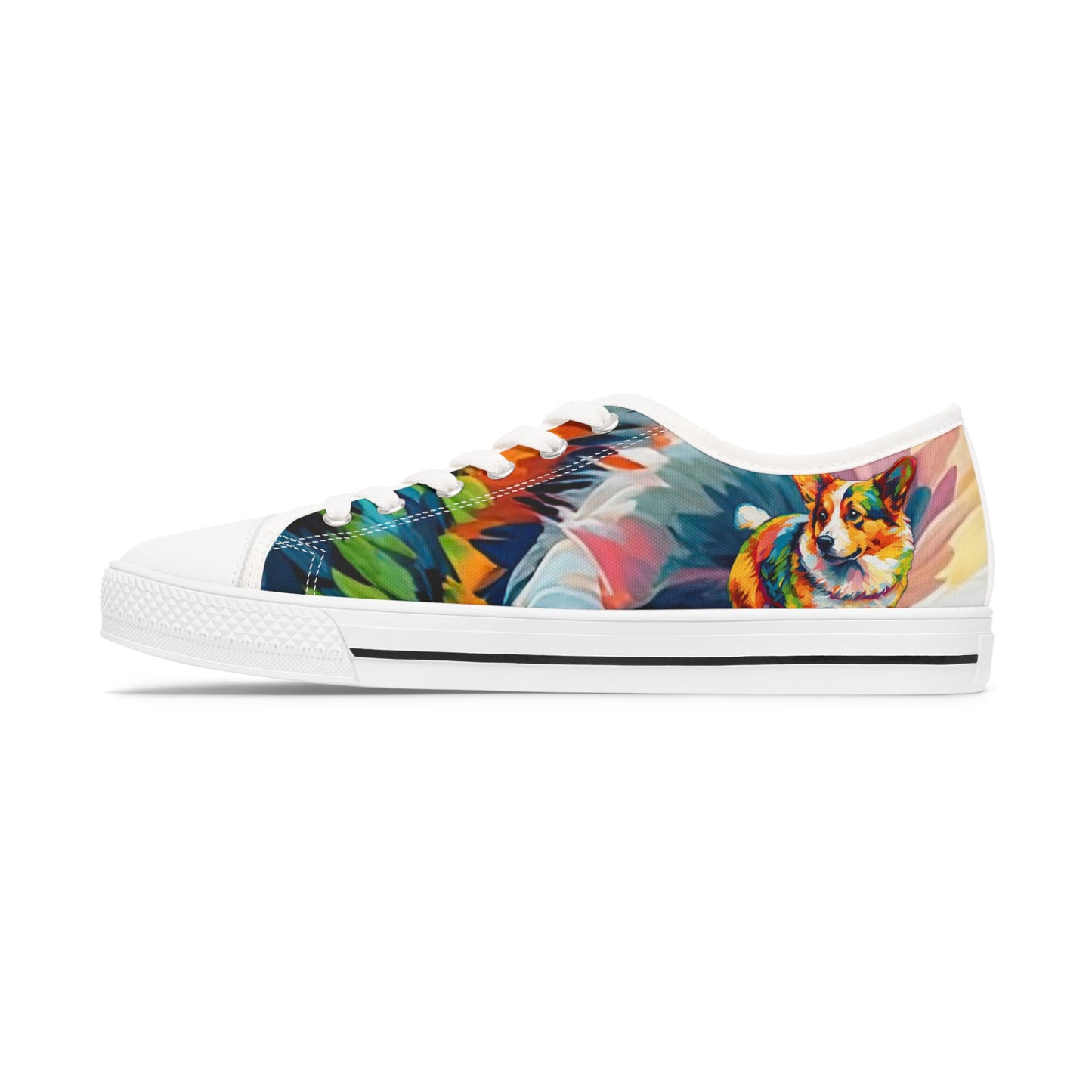 Scouter Corgi Artistic Abstract Colorful Women's Low Top Casual Canvas Sneakers