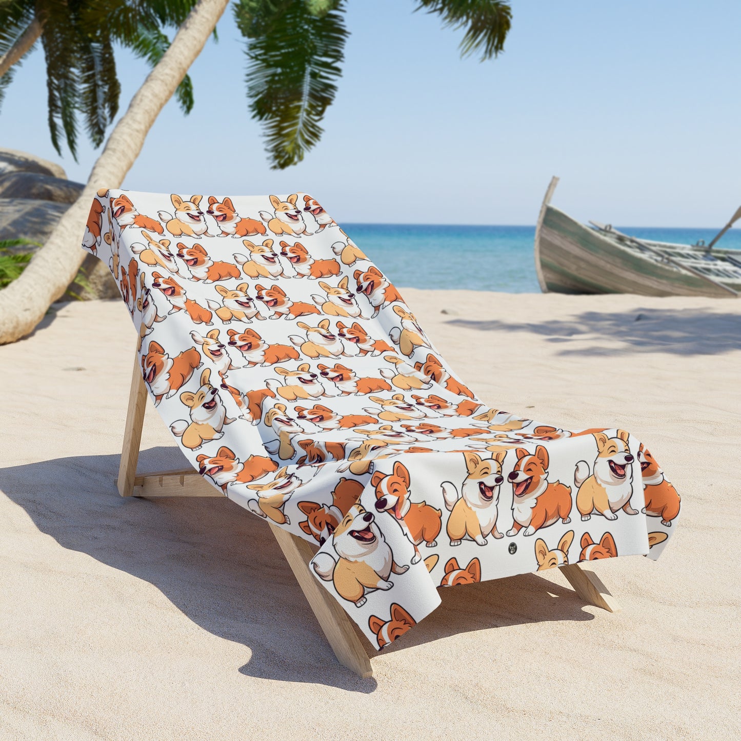 Corgi Couple Mosaic - Beach Towel