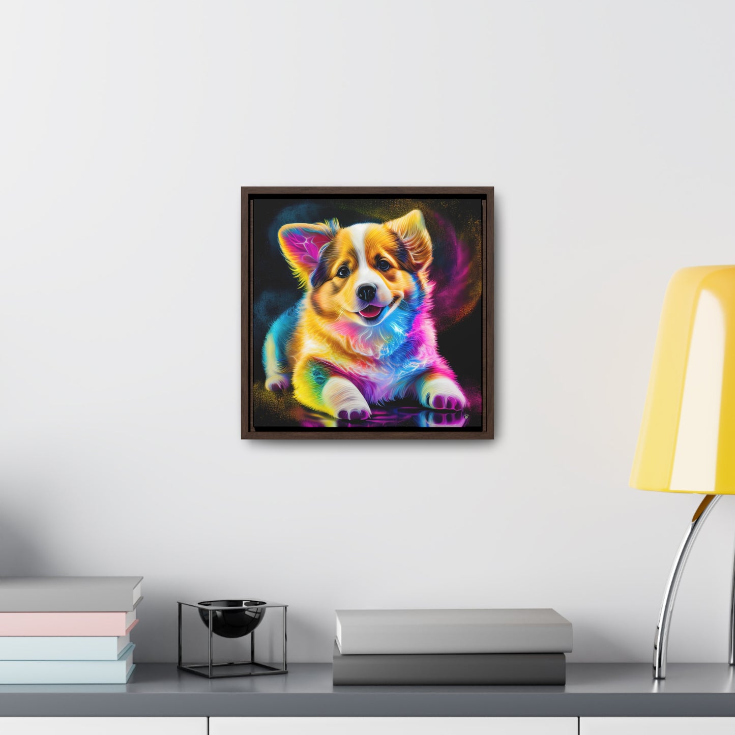 Colorful Corgi - Framed on Canvas