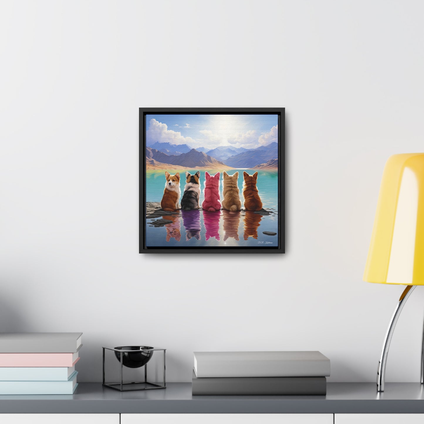 Corgi Lake - Framed on Canvas