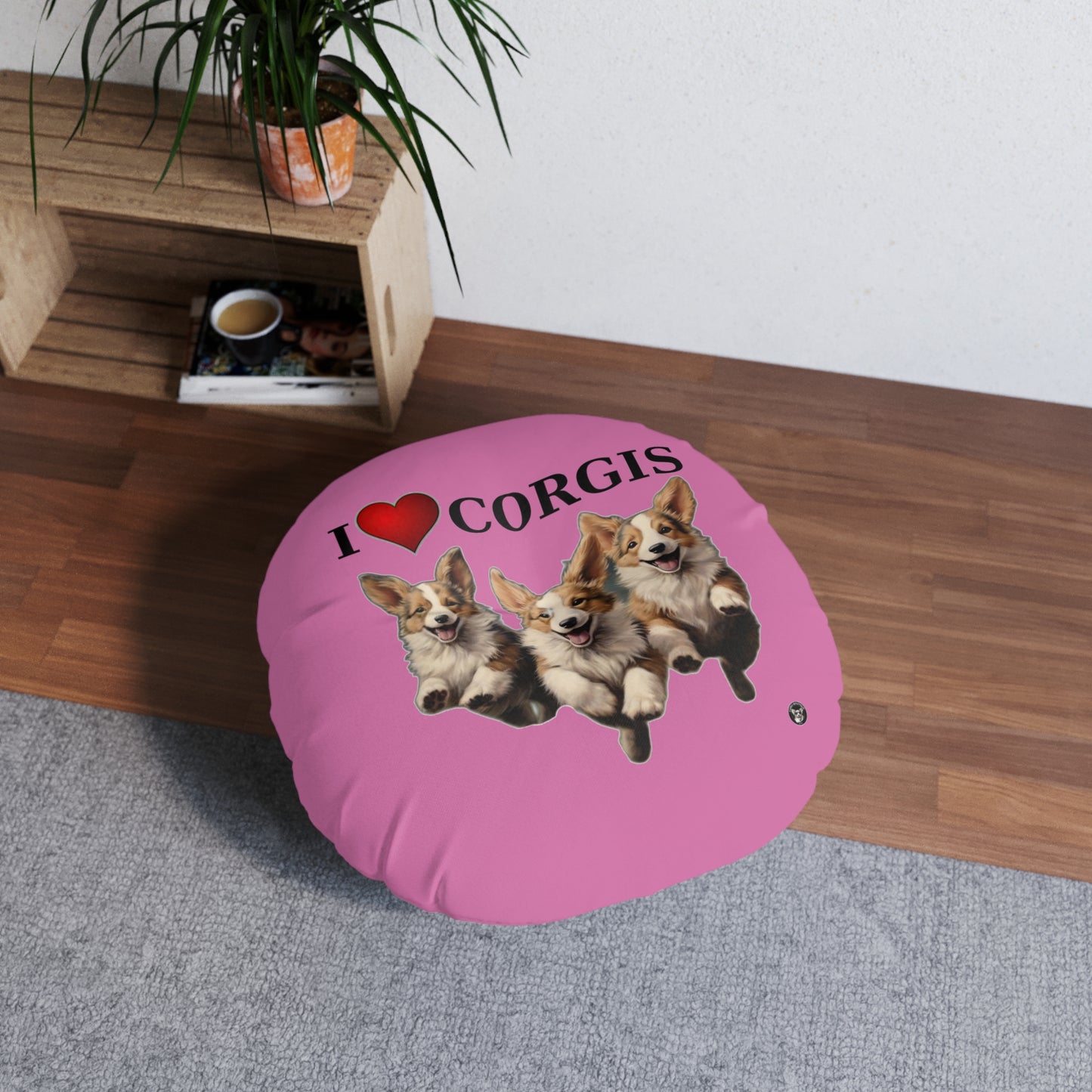 I Heart Corgis in Pink - Floor Pillow