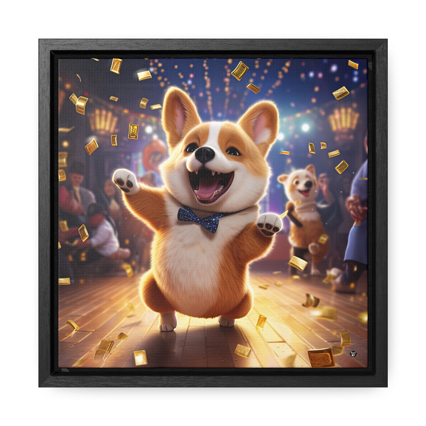 Boogaloo Corgi - Framed on Canvas