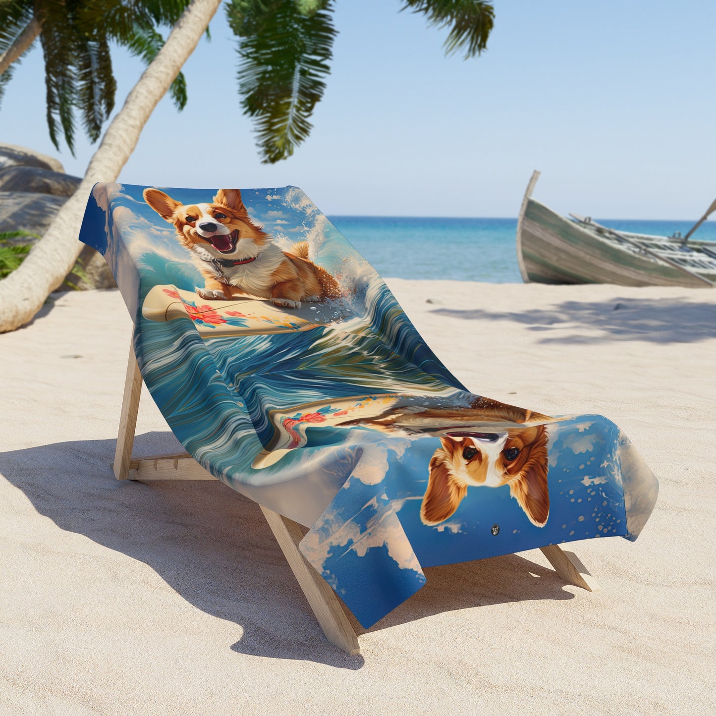 Cowabunga Corgi - Beach Towel