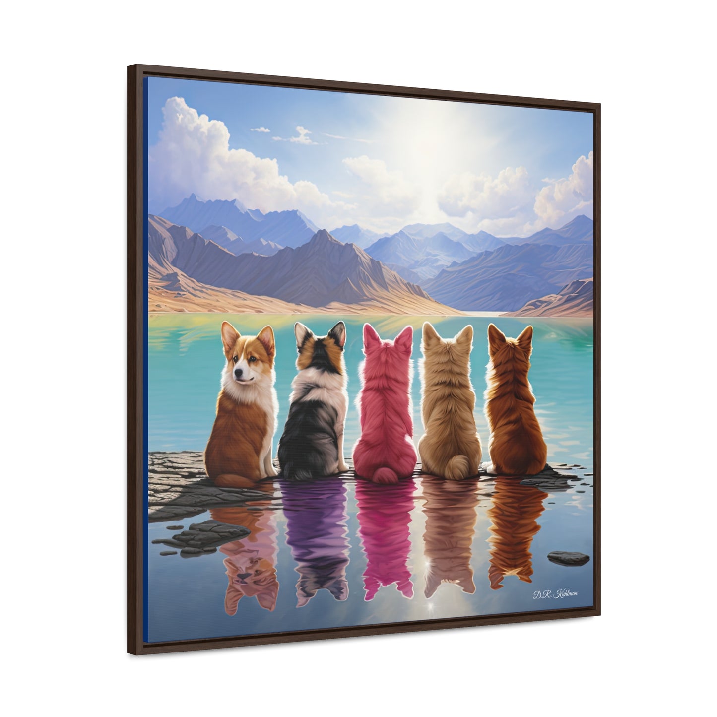 Corgi Lake - Framed on Canvas