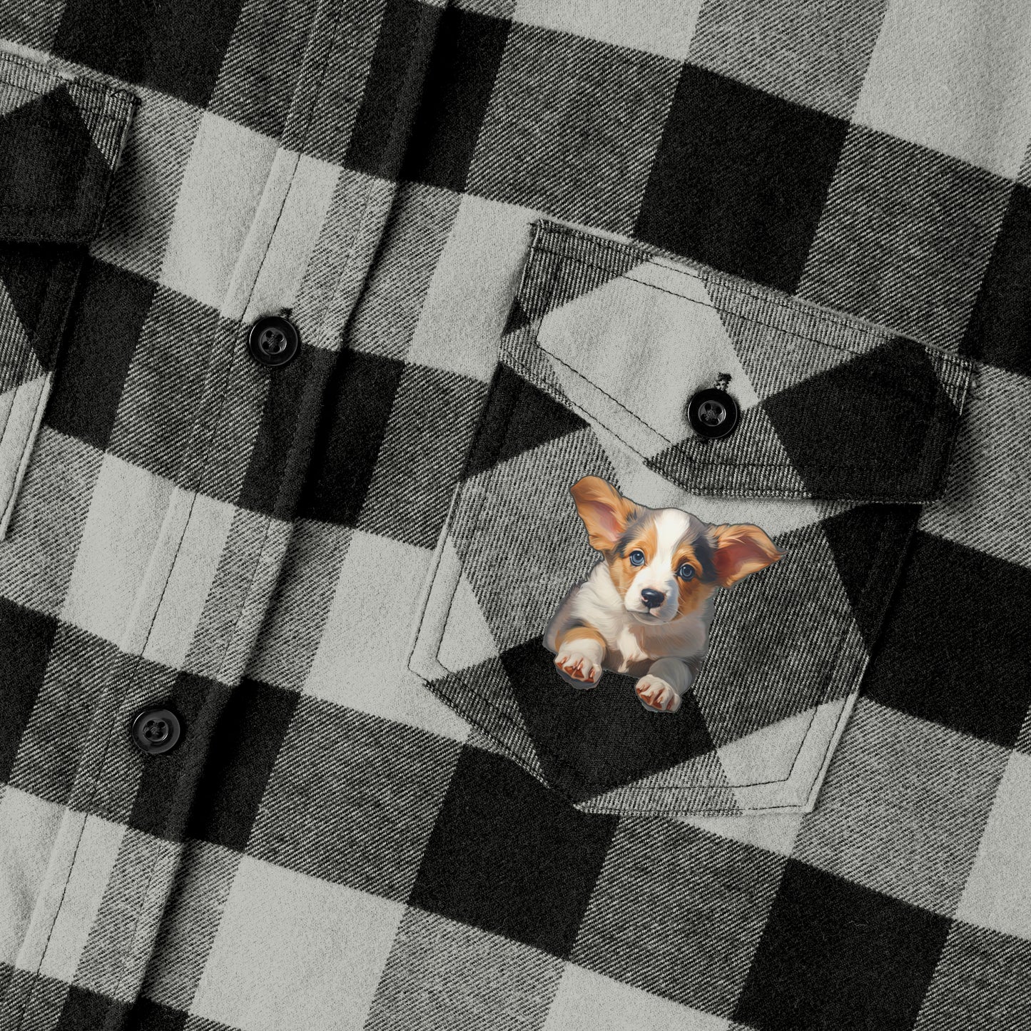 Puppy Portrait - Flannel Shirt