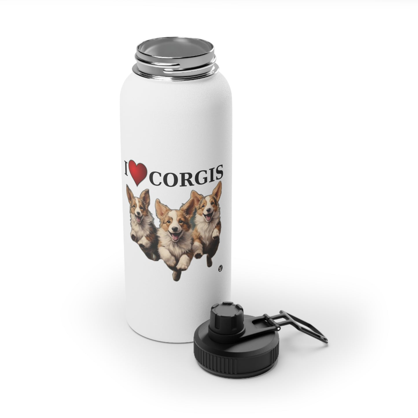 I Heart Corgis - Water Bottle with Sport Lid
